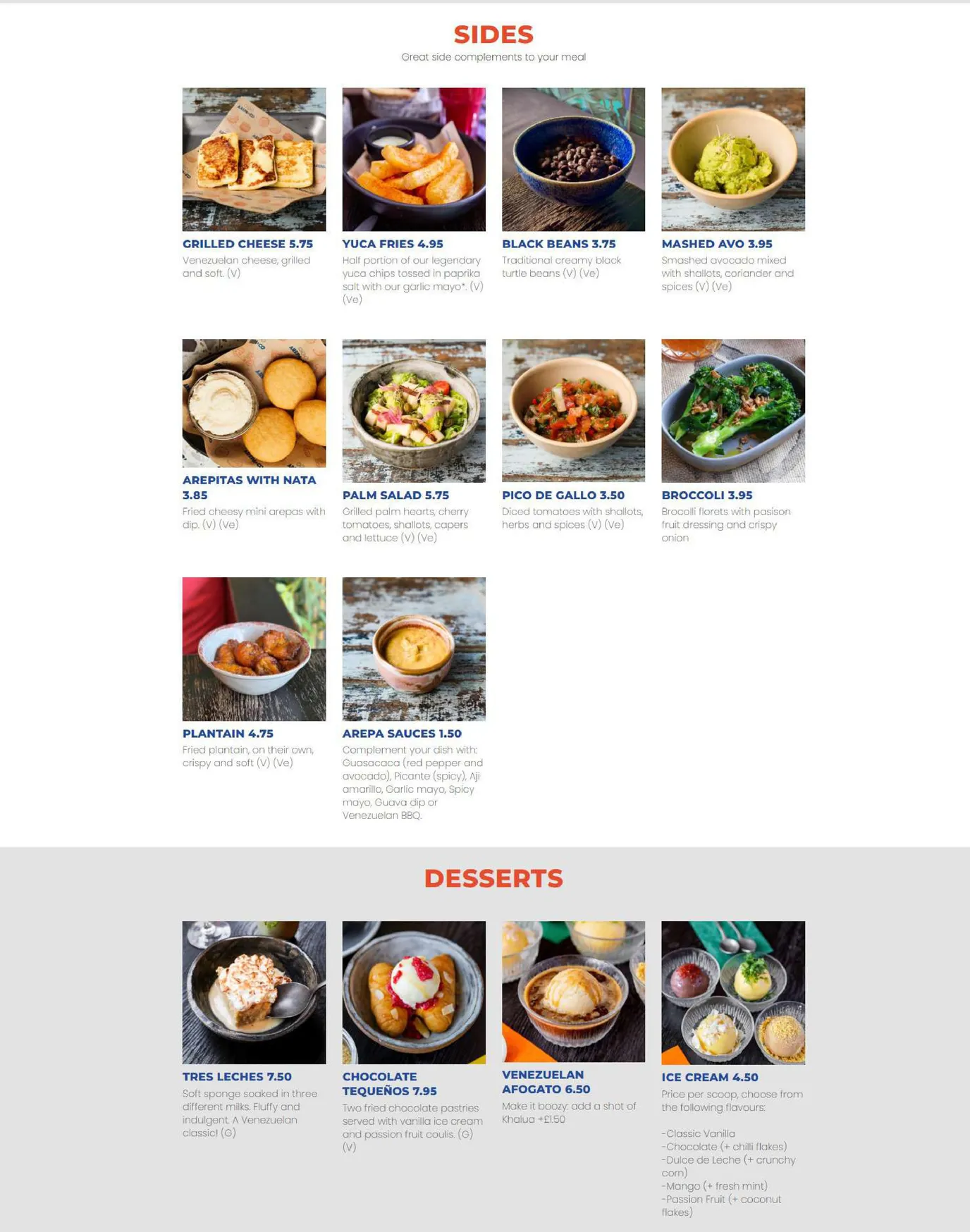 Arepa and Co Elephant & Castle menu, page 4