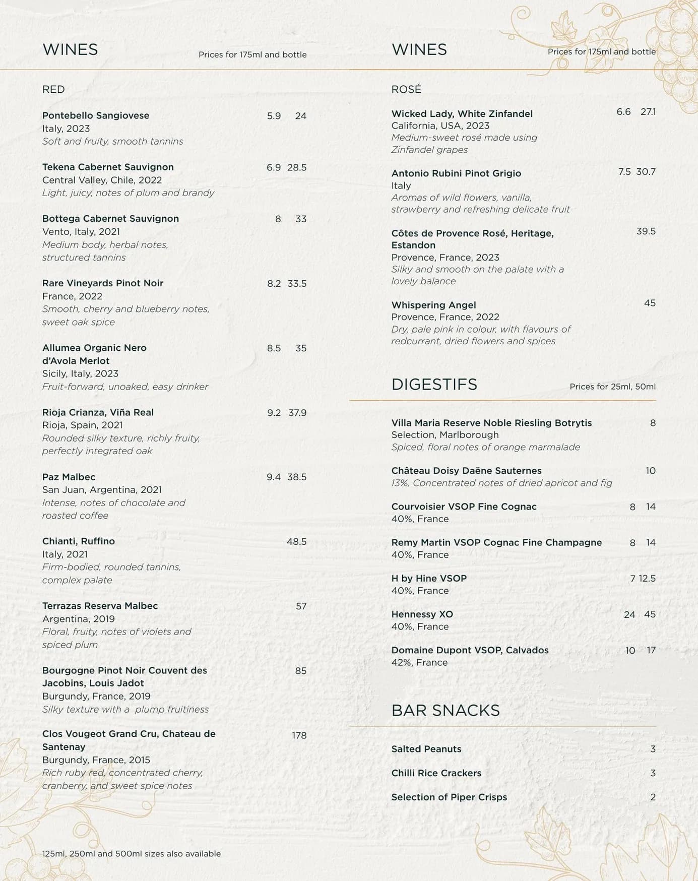 The Square Club menu, page 3