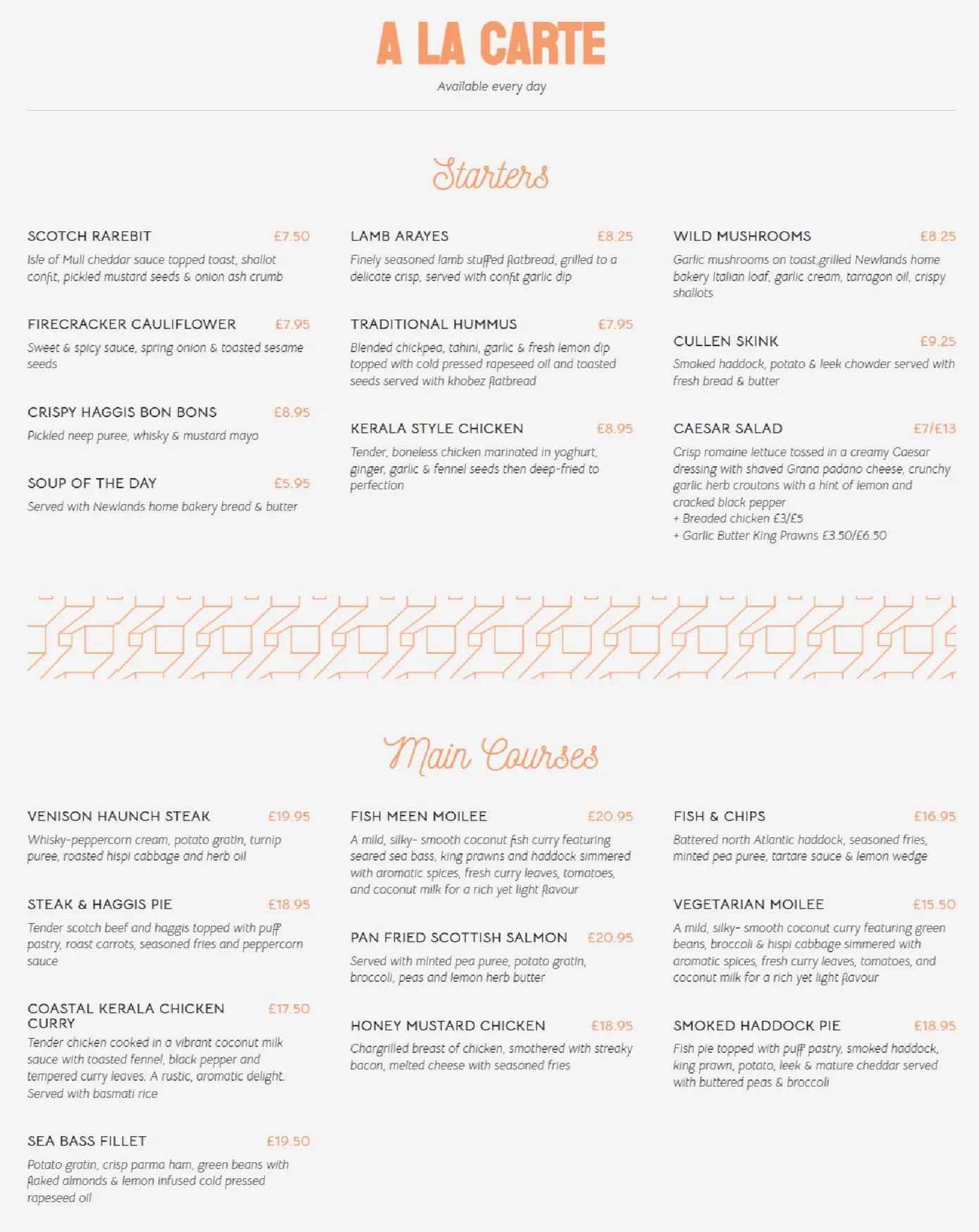 LOKS Bar & Kitchen menu, page 1