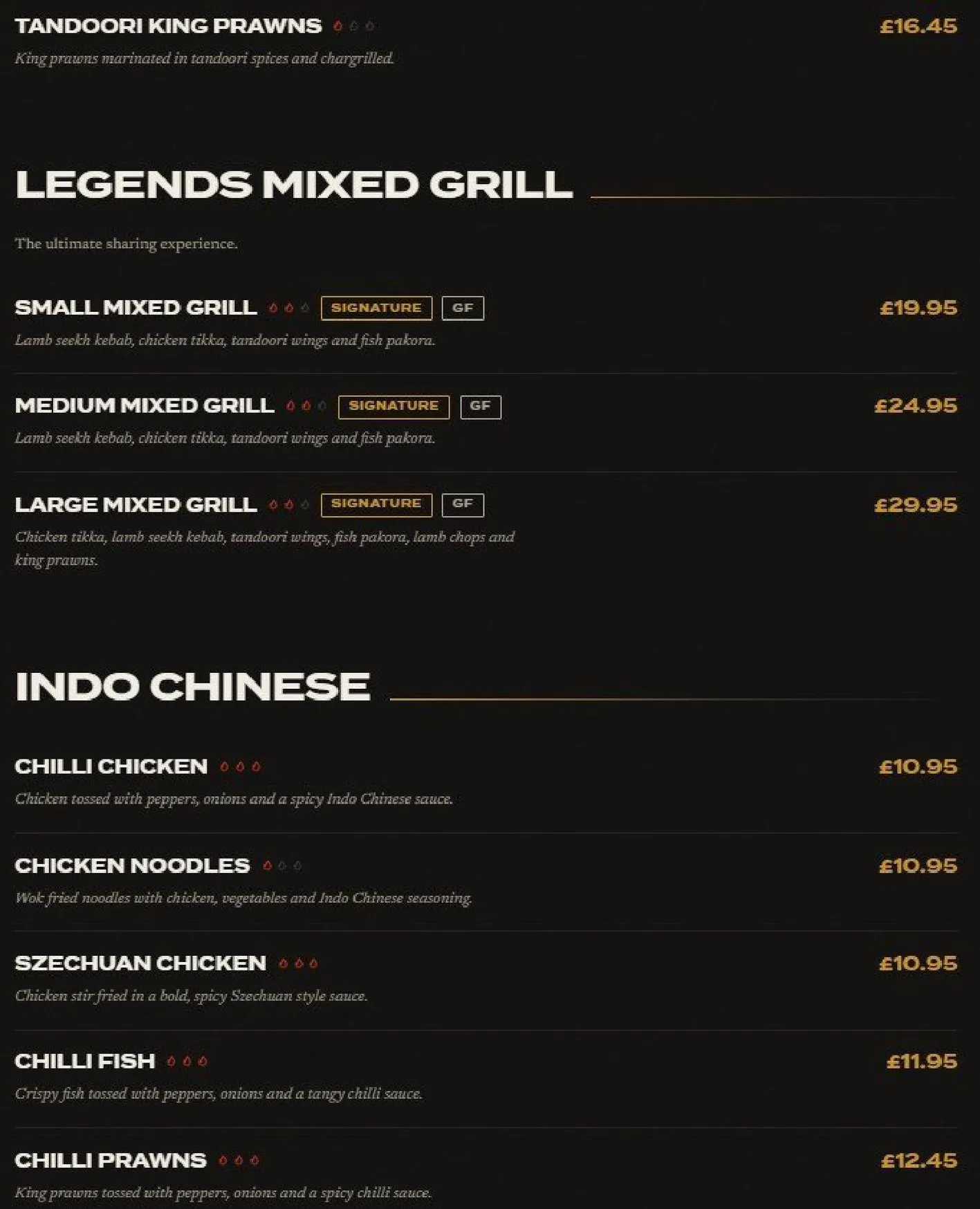 Legends Bar & Grill menu, page 2