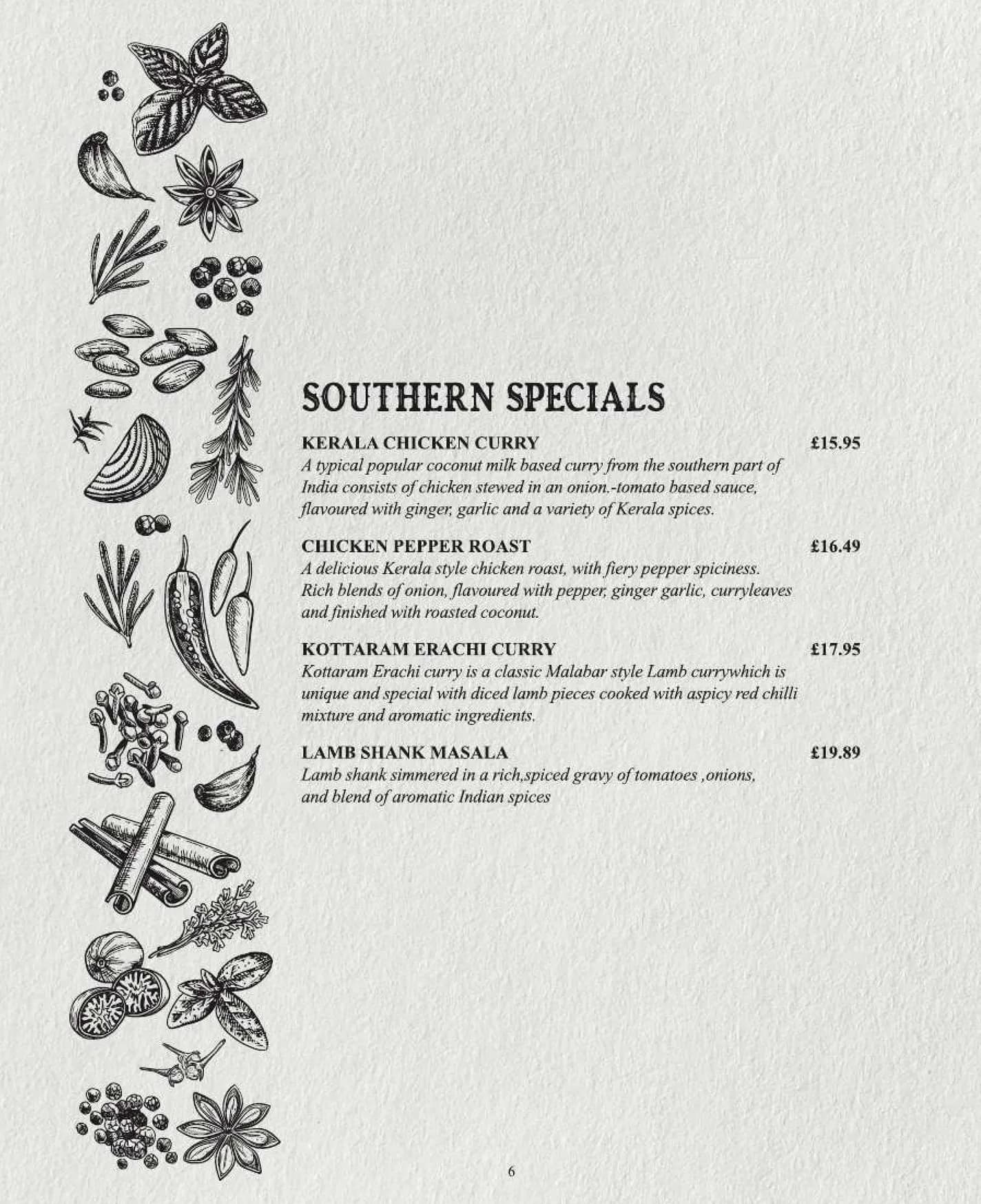 Kottaram menu, page 6