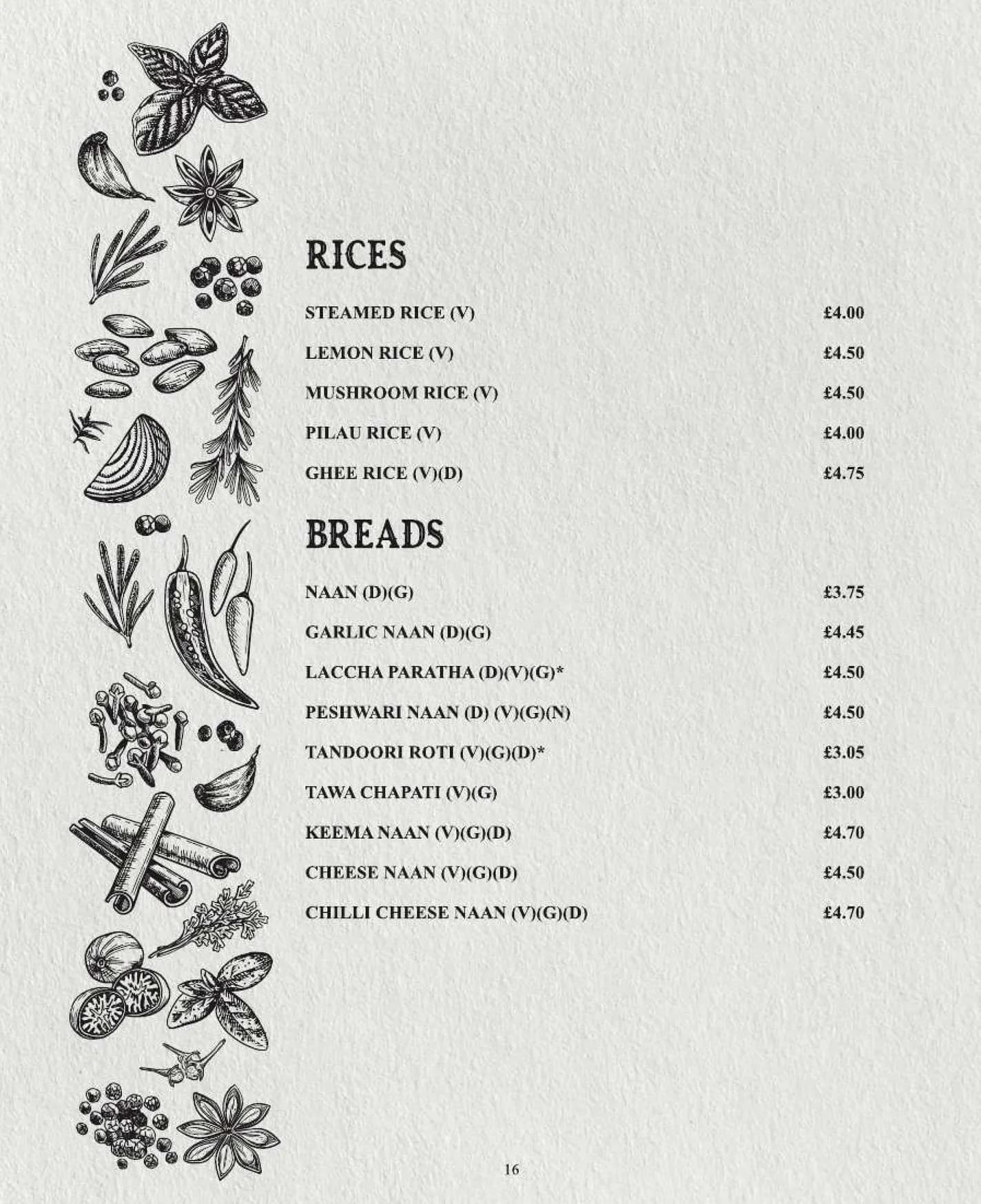 Kottaram menu, page 16
