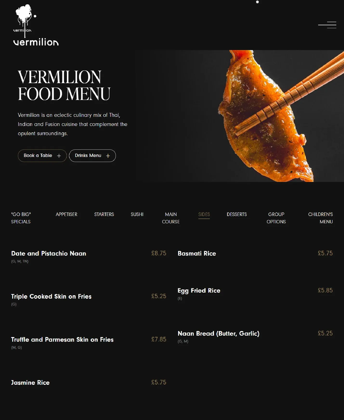 Vermilion menu, page 5