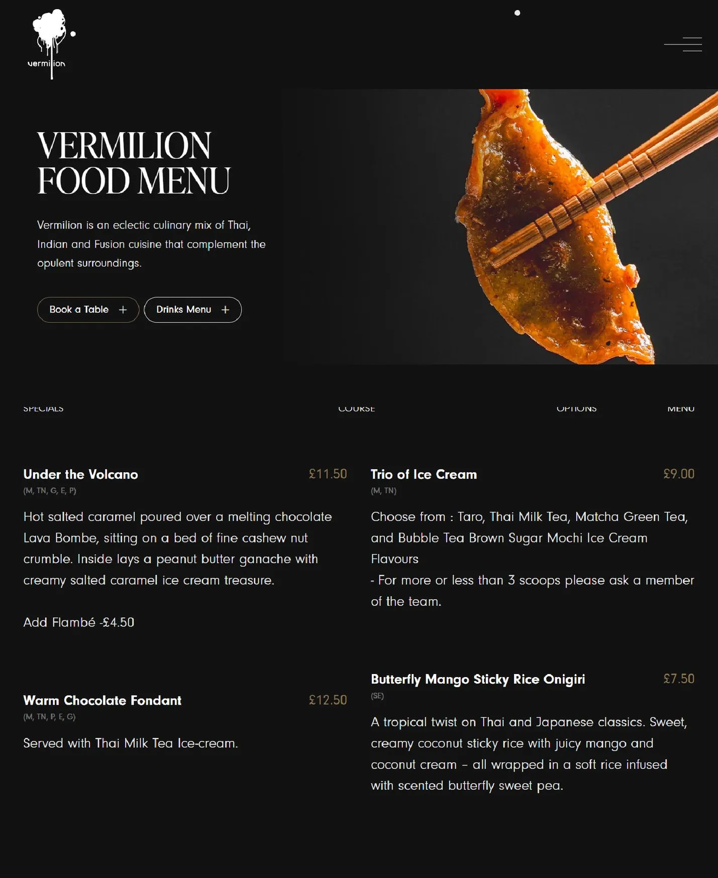Vermilion menu, page 6