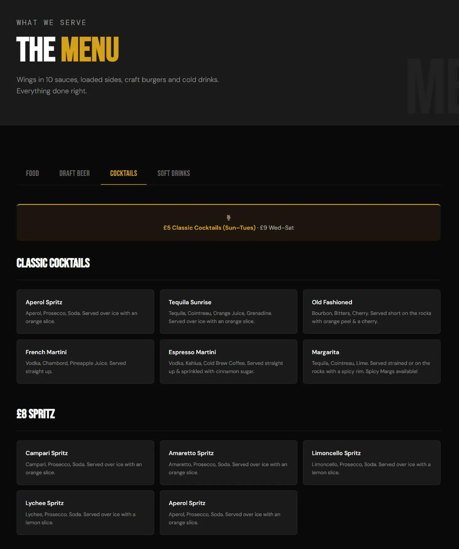 Dukes menu, page 3