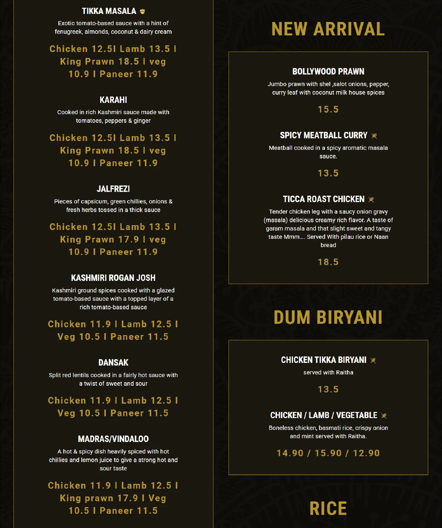 Ticca Tikka menu, page 4