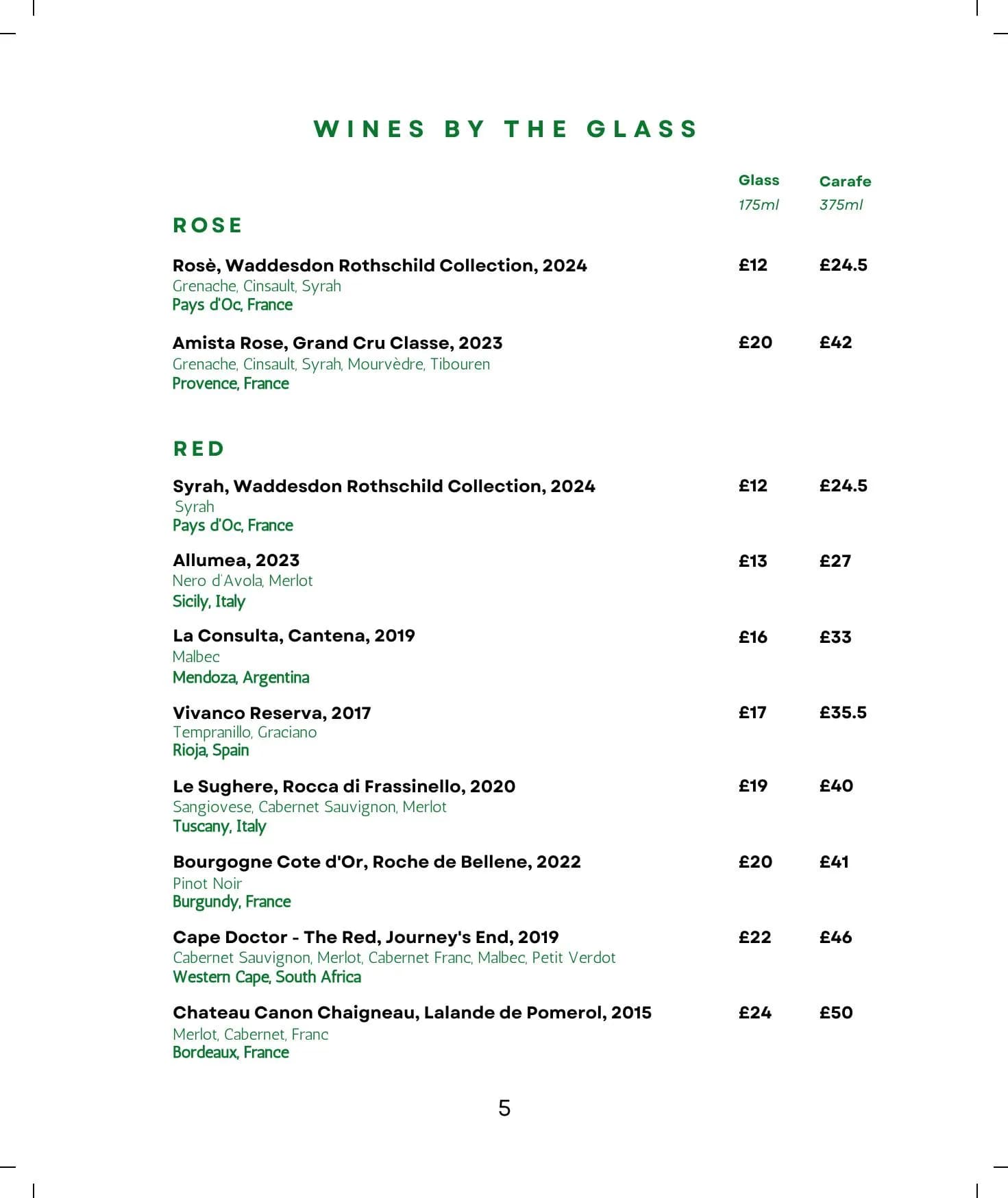 Gillray's Steakhouse & Bar menu, page 7