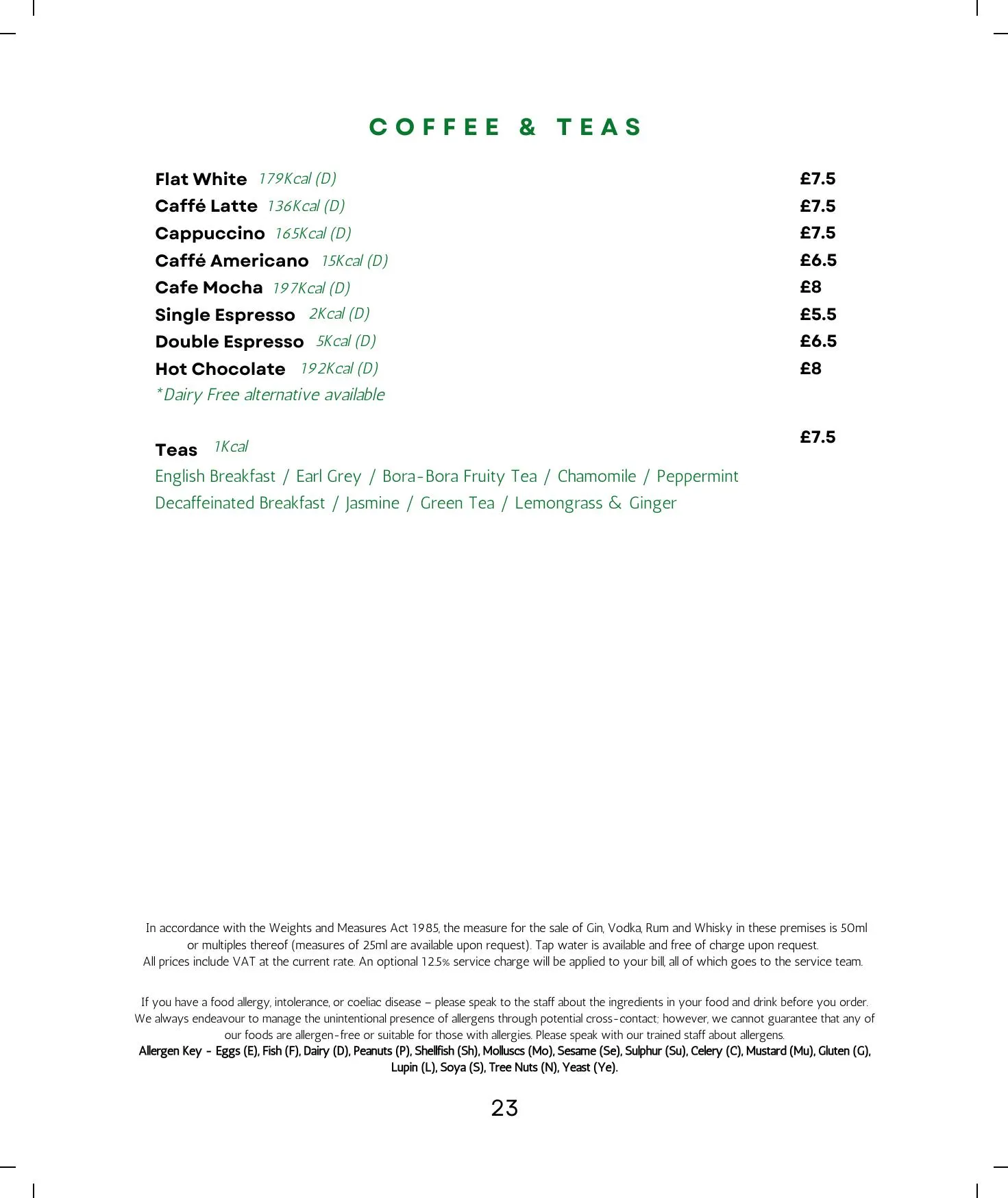 Gillray's Steakhouse & Bar menu, page 25
