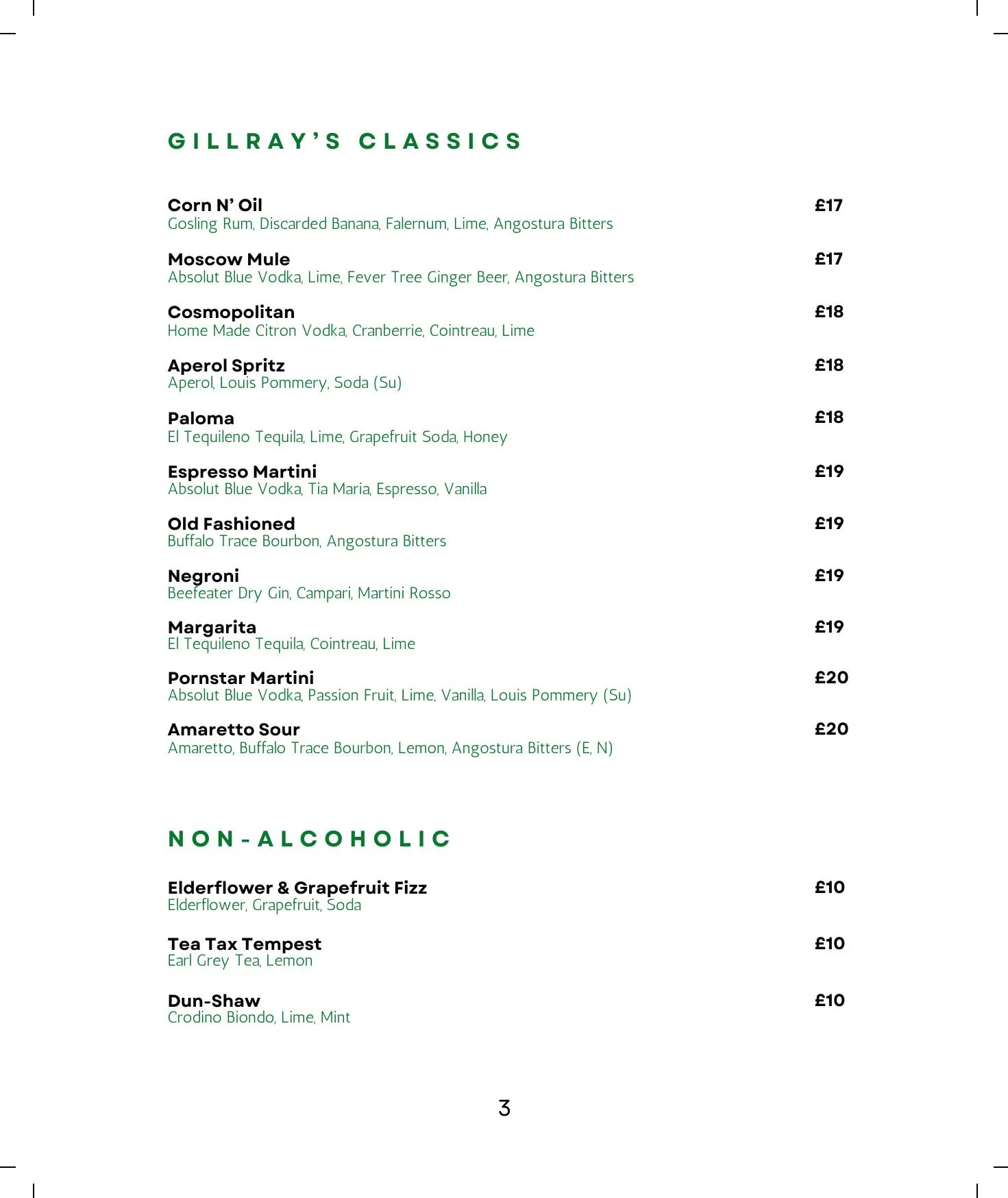 Gillray's Steakhouse & Bar menu, page 5