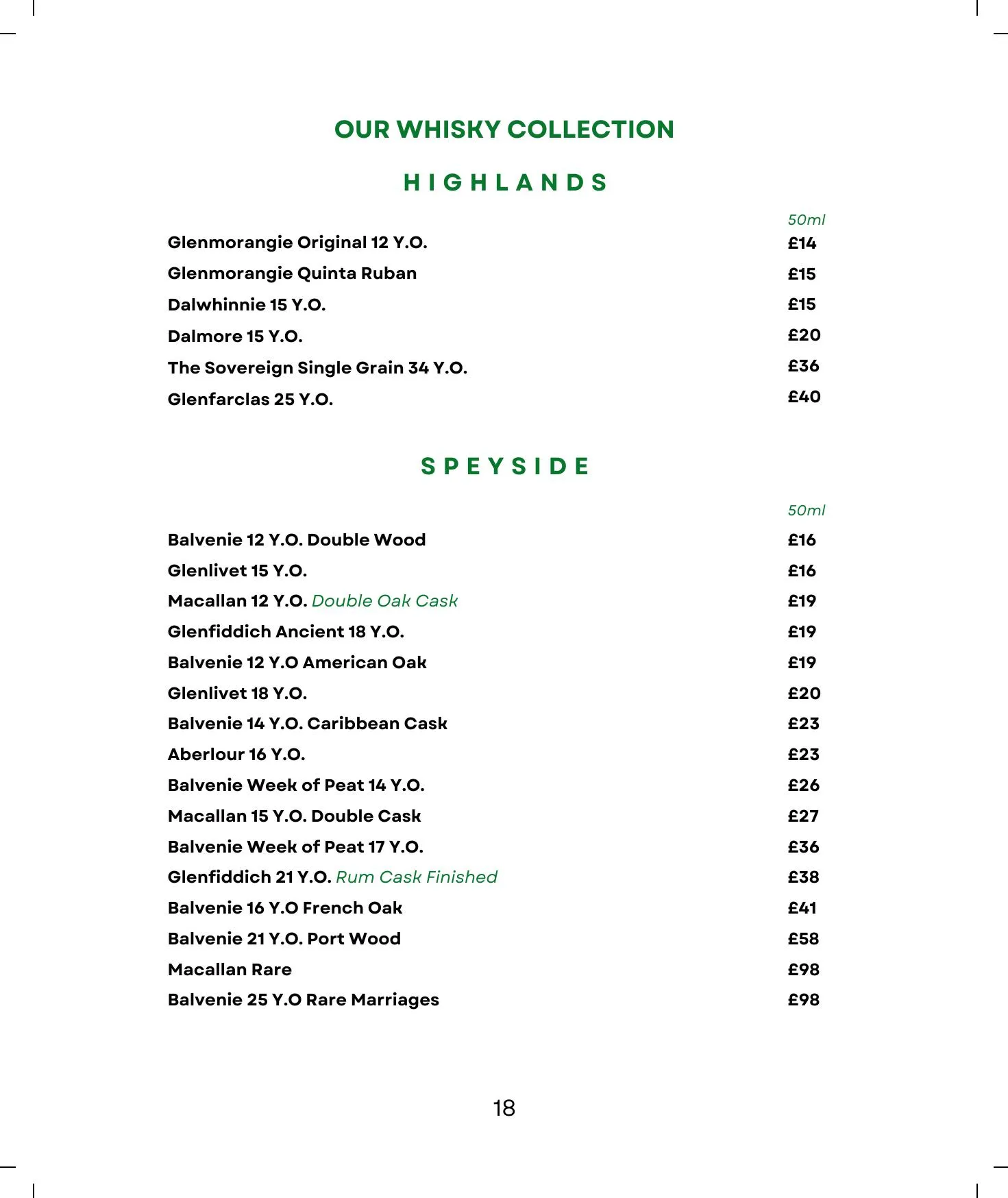 Gillray's Steakhouse & Bar menu, page 20
