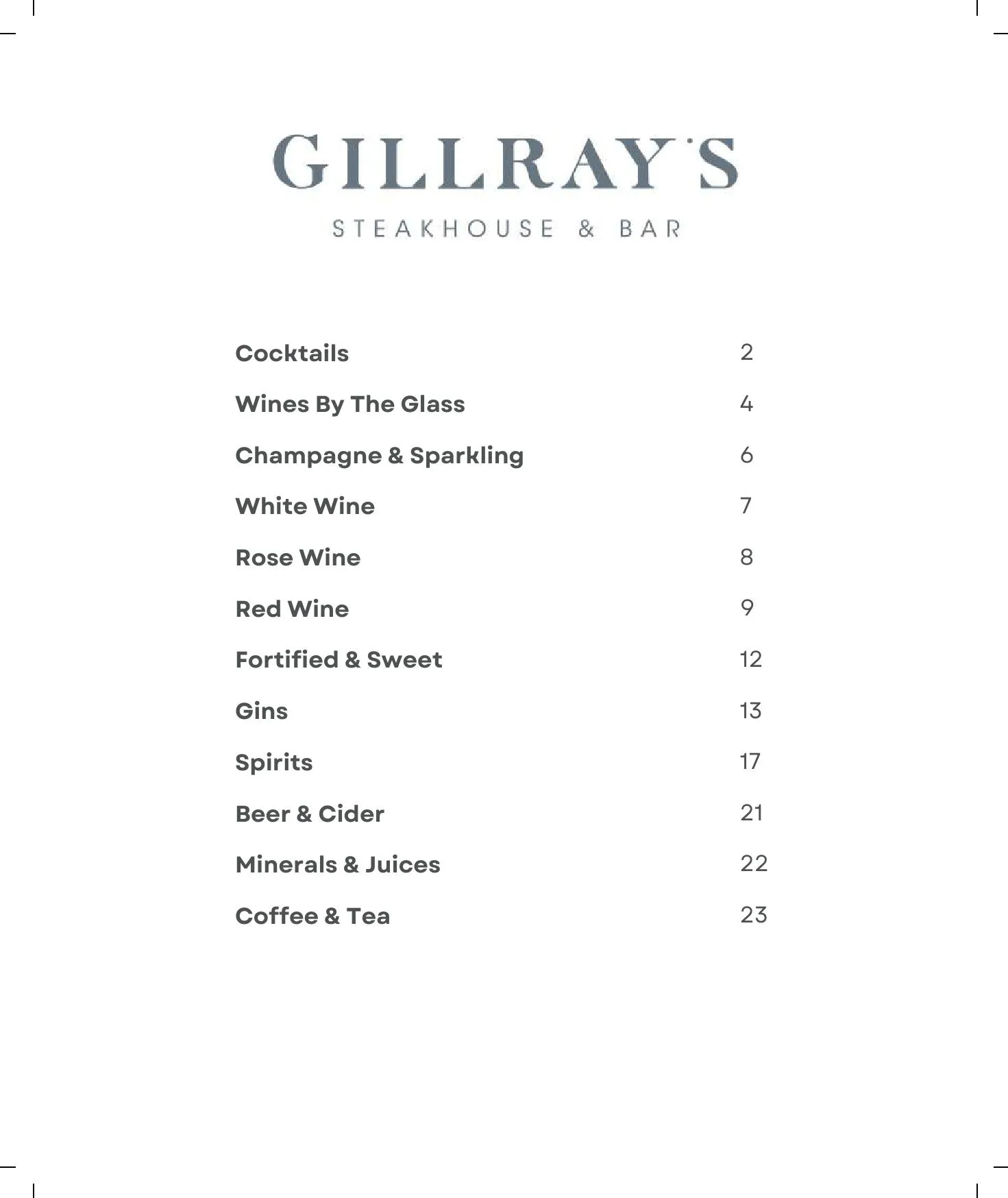 Gillray's Steakhouse & Bar menu, page 3