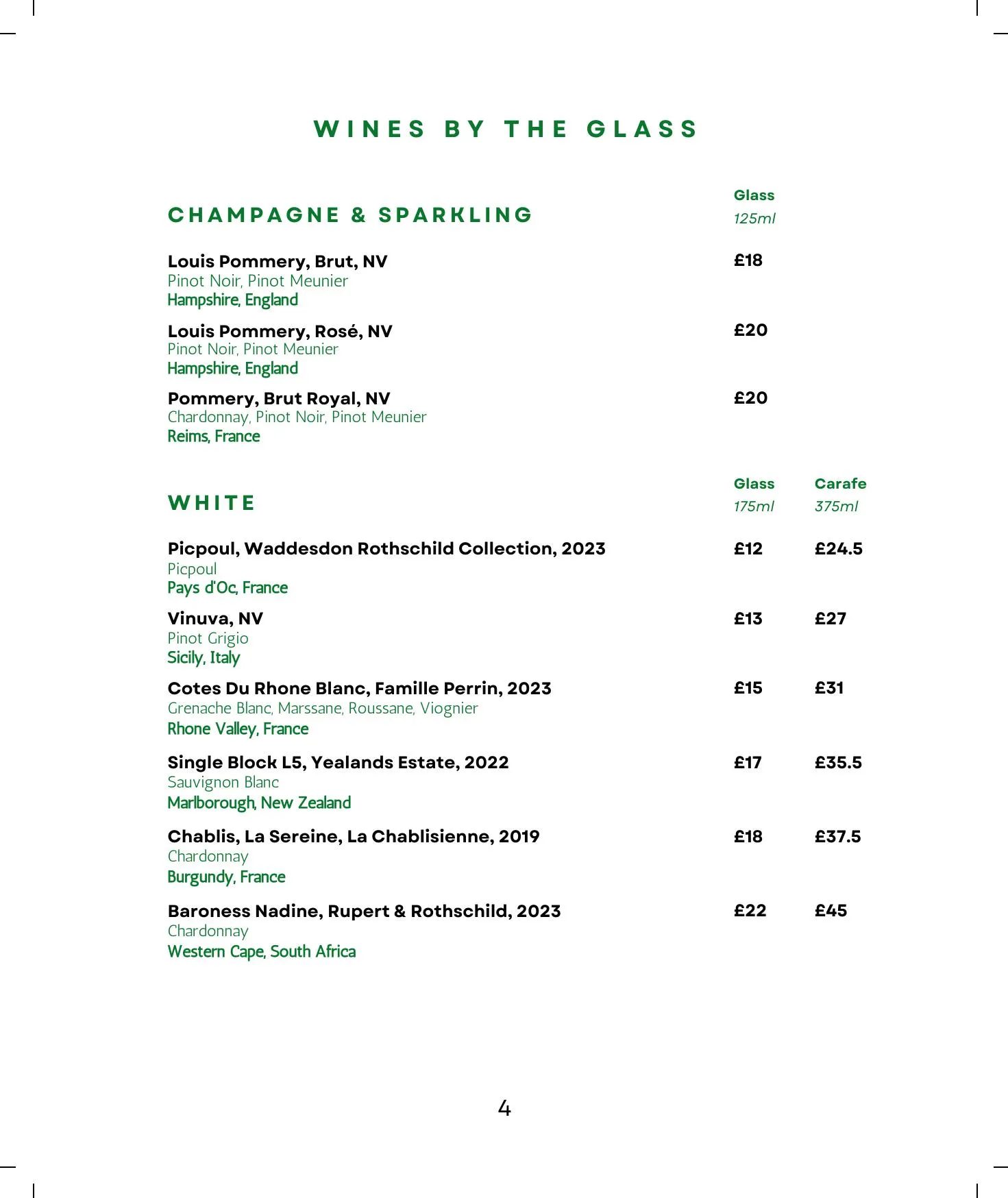 Gillray's Steakhouse & Bar menu, page 6