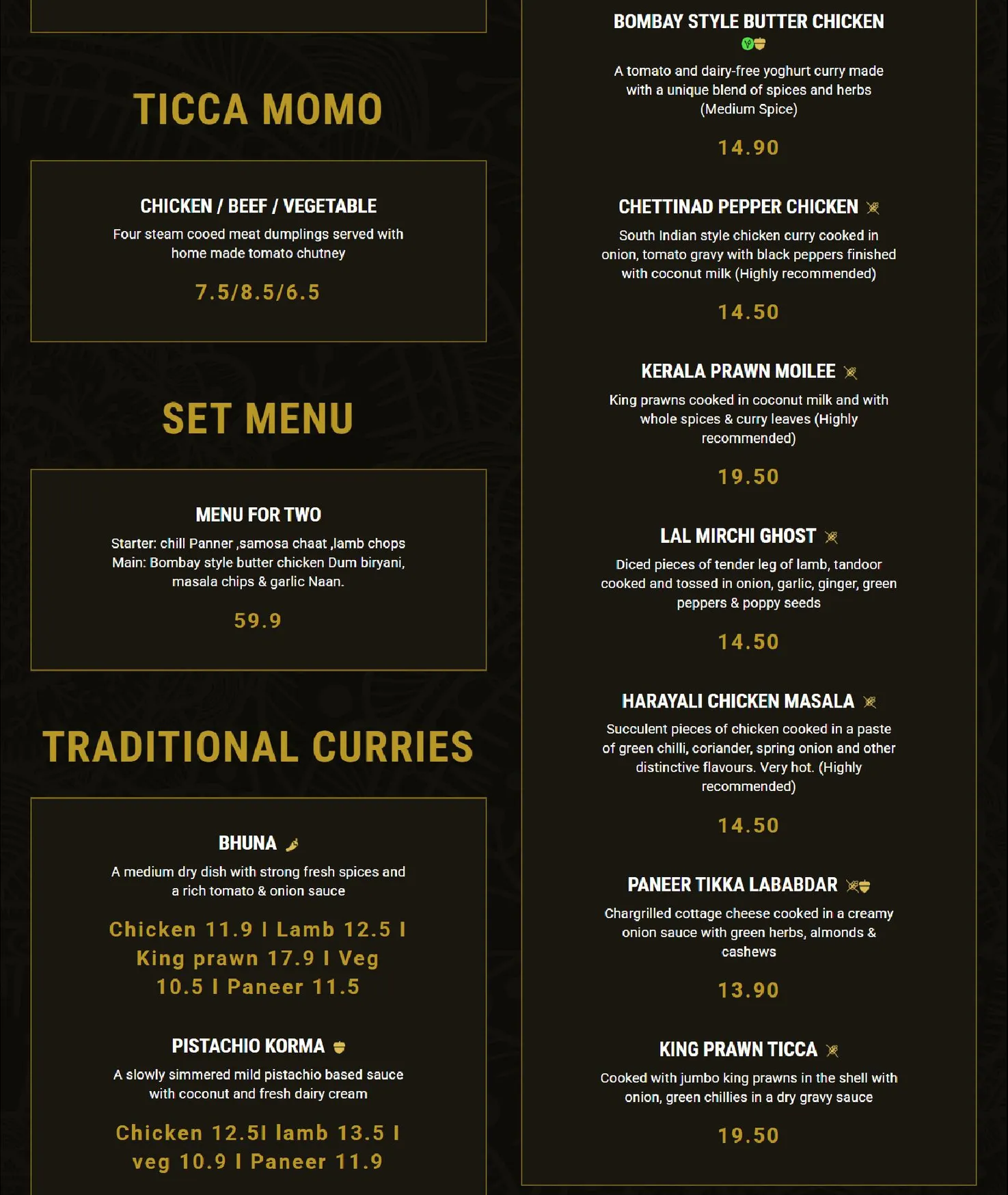 Ticca Tikka menu, page 3