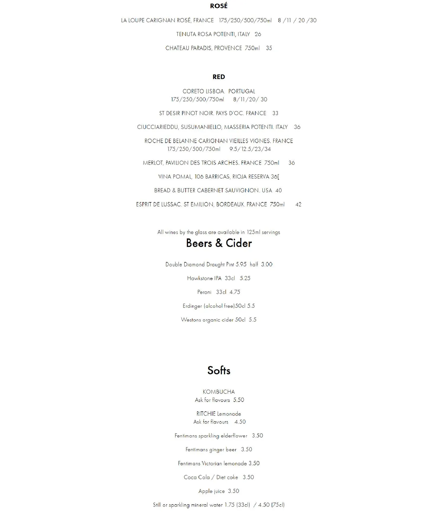 The Tin Shed menu, page 3