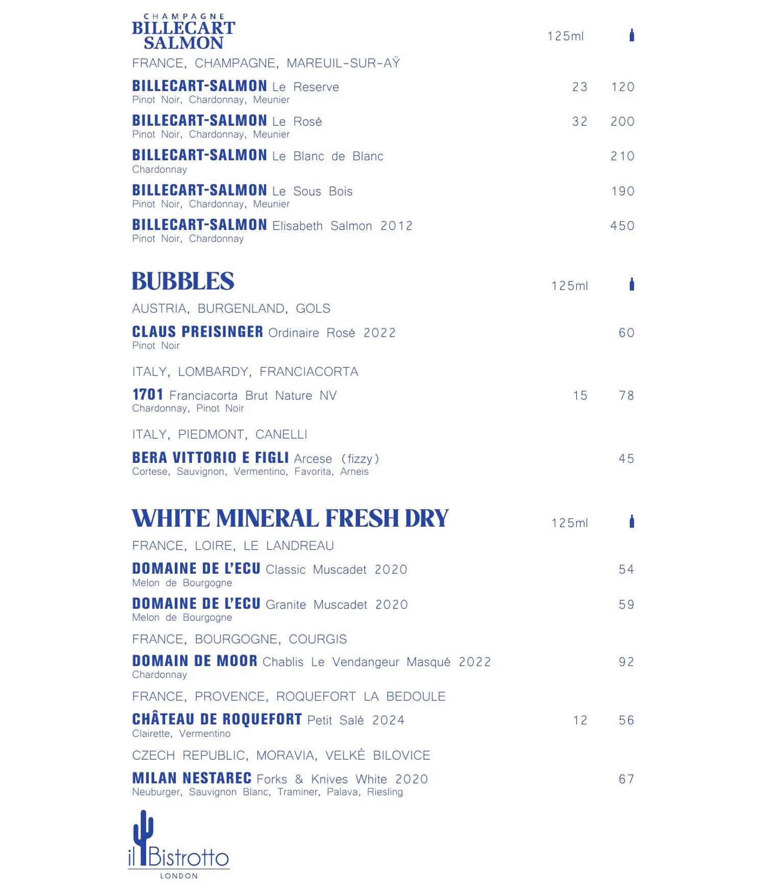 Il Bistrotto Chelsea menu, page 2