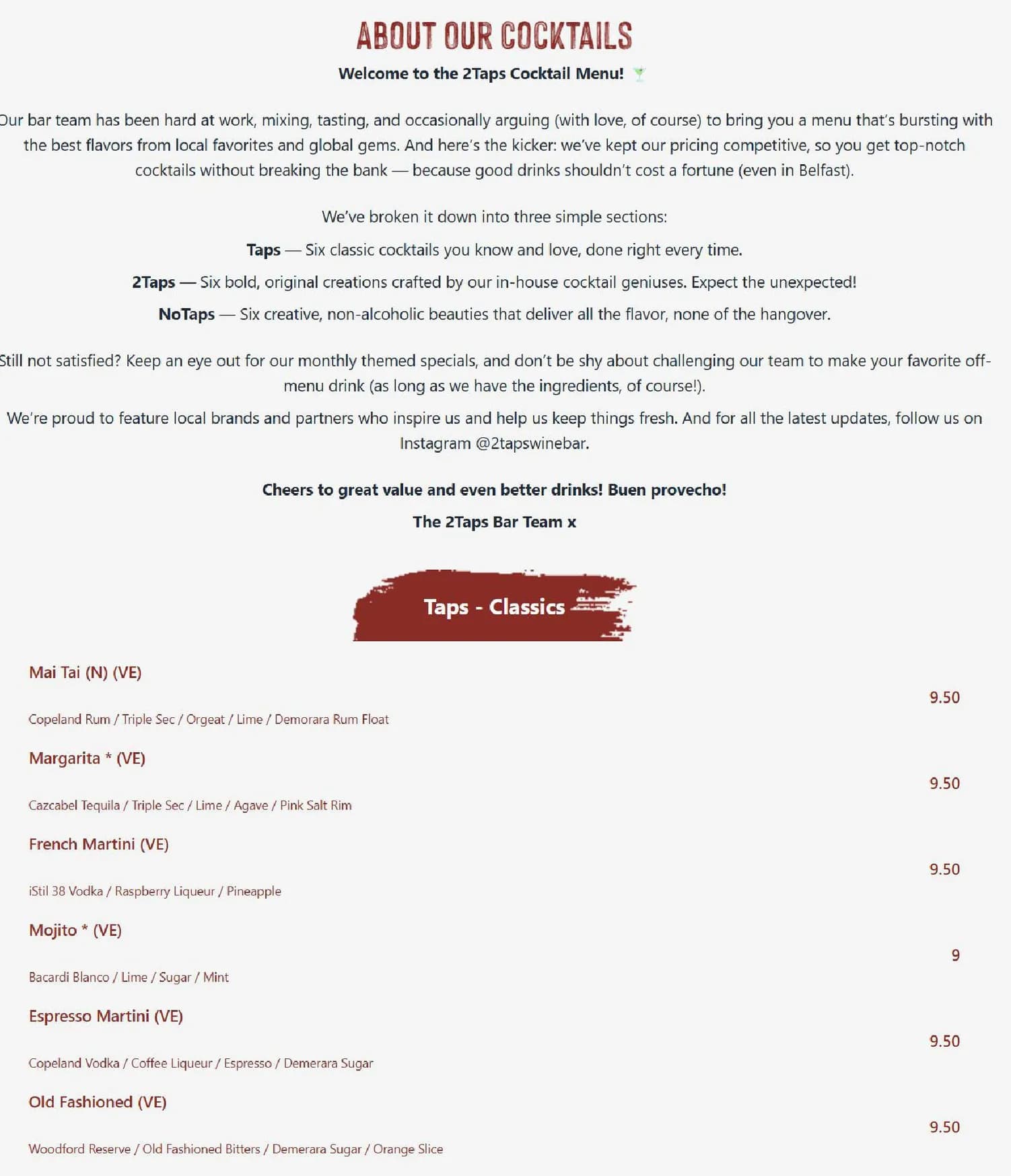 2 Taps - Belfast menu, page 4