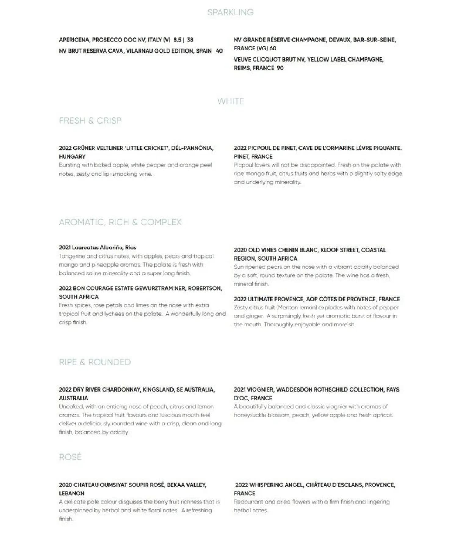 Park's Edge Bar & Kitchen menu, page 4