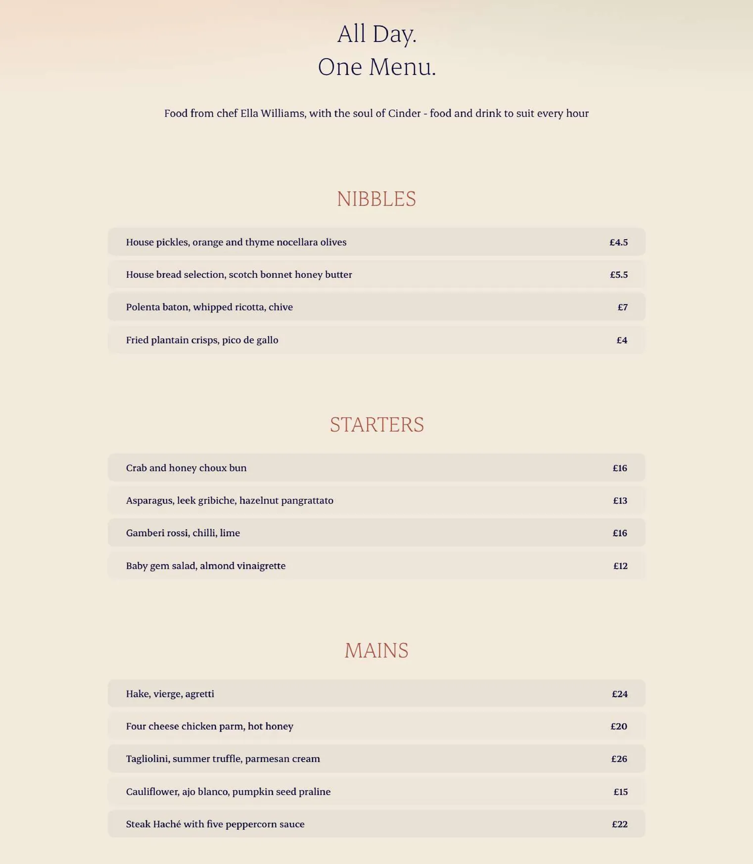 No. Forty Nine menu, page 1