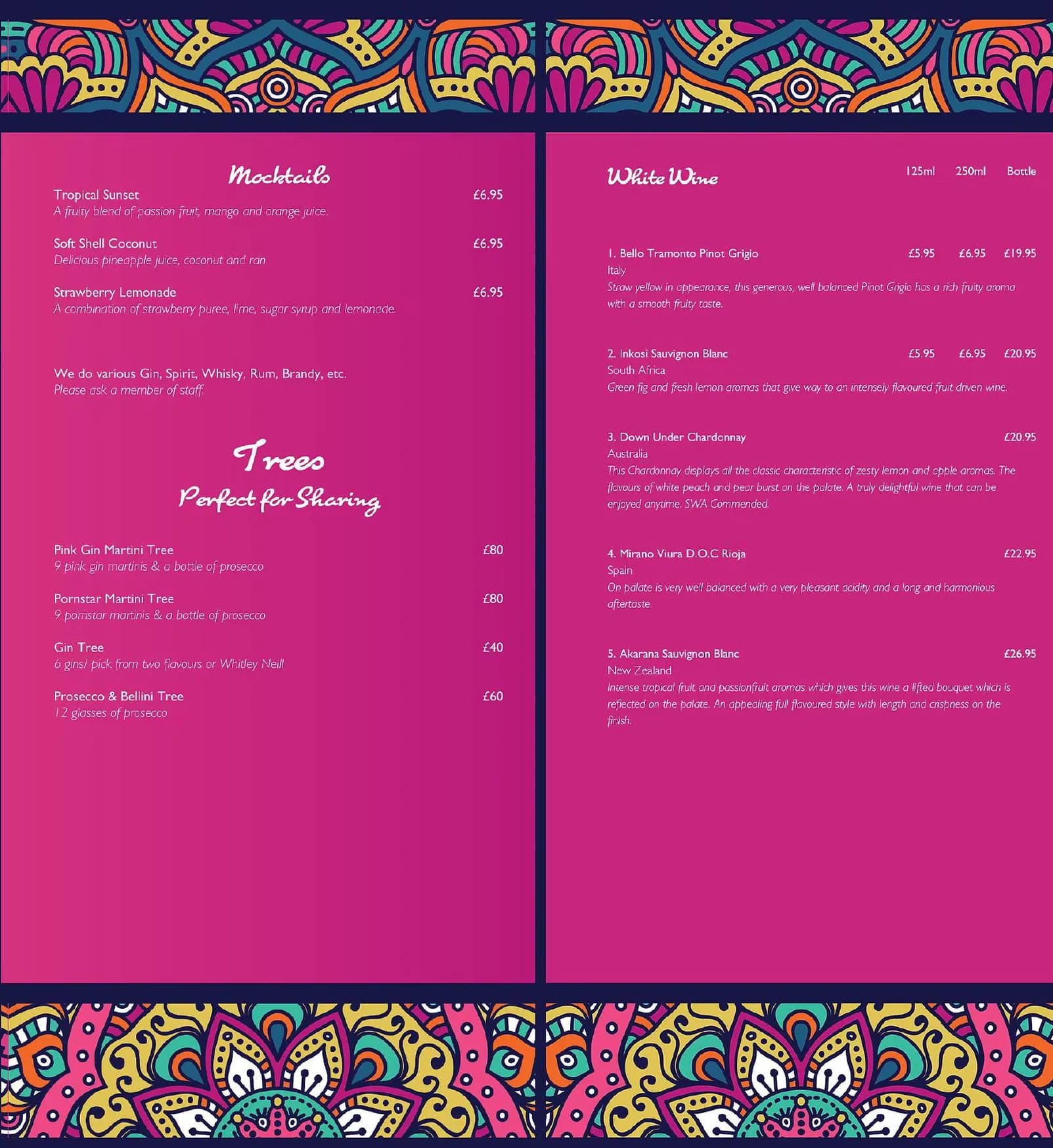 Namaste Prosecco Lounge menu, page 4