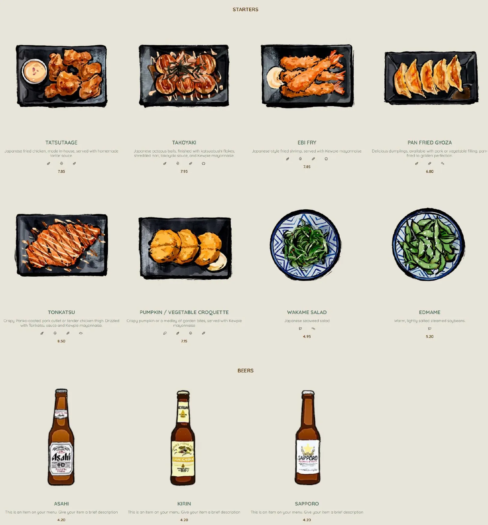 Ramen Monster menu, page 2