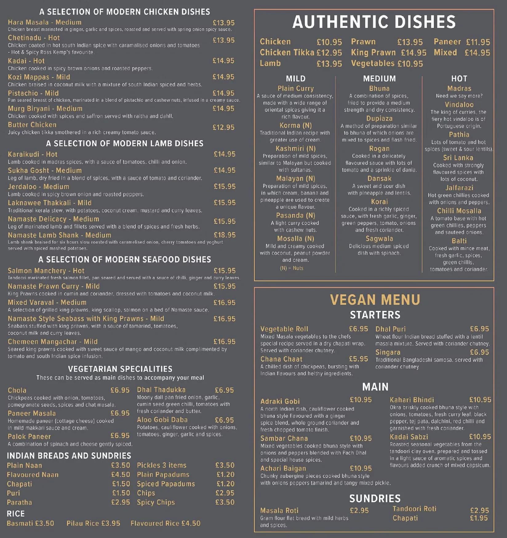 Namaste Prosecco Lounge menu, page 2