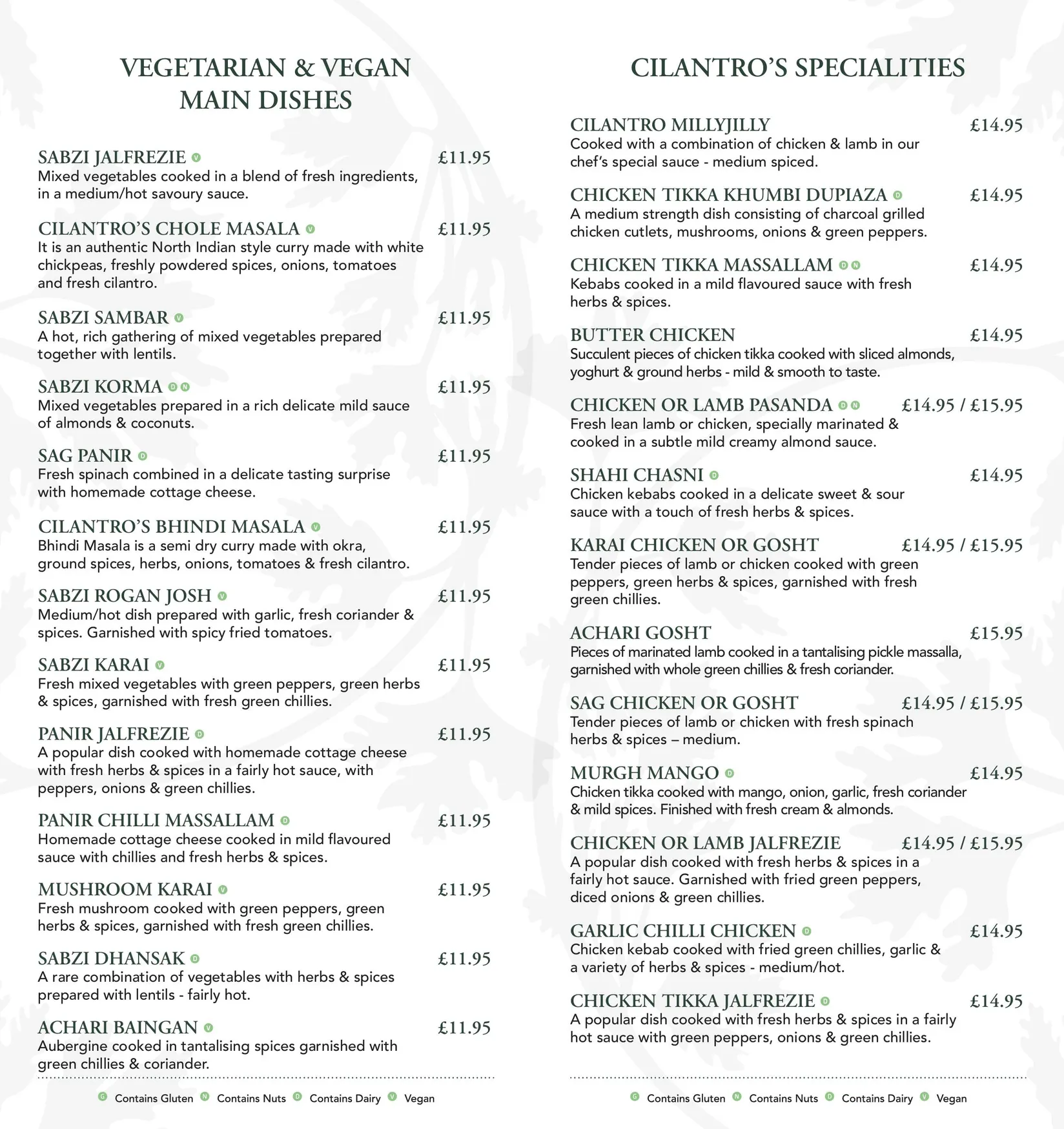 Cilantro menu, page 3