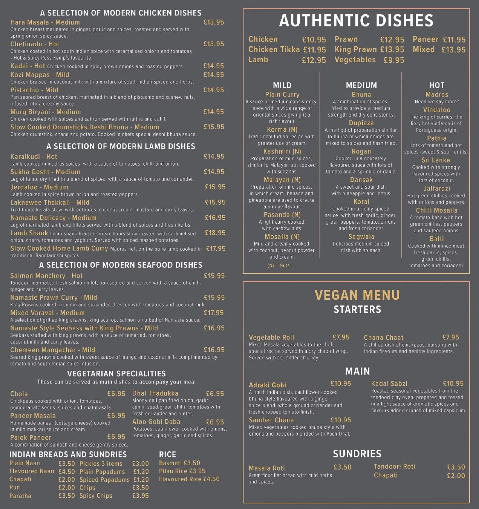 Namaste King Prosecco Lounge menu, page 3