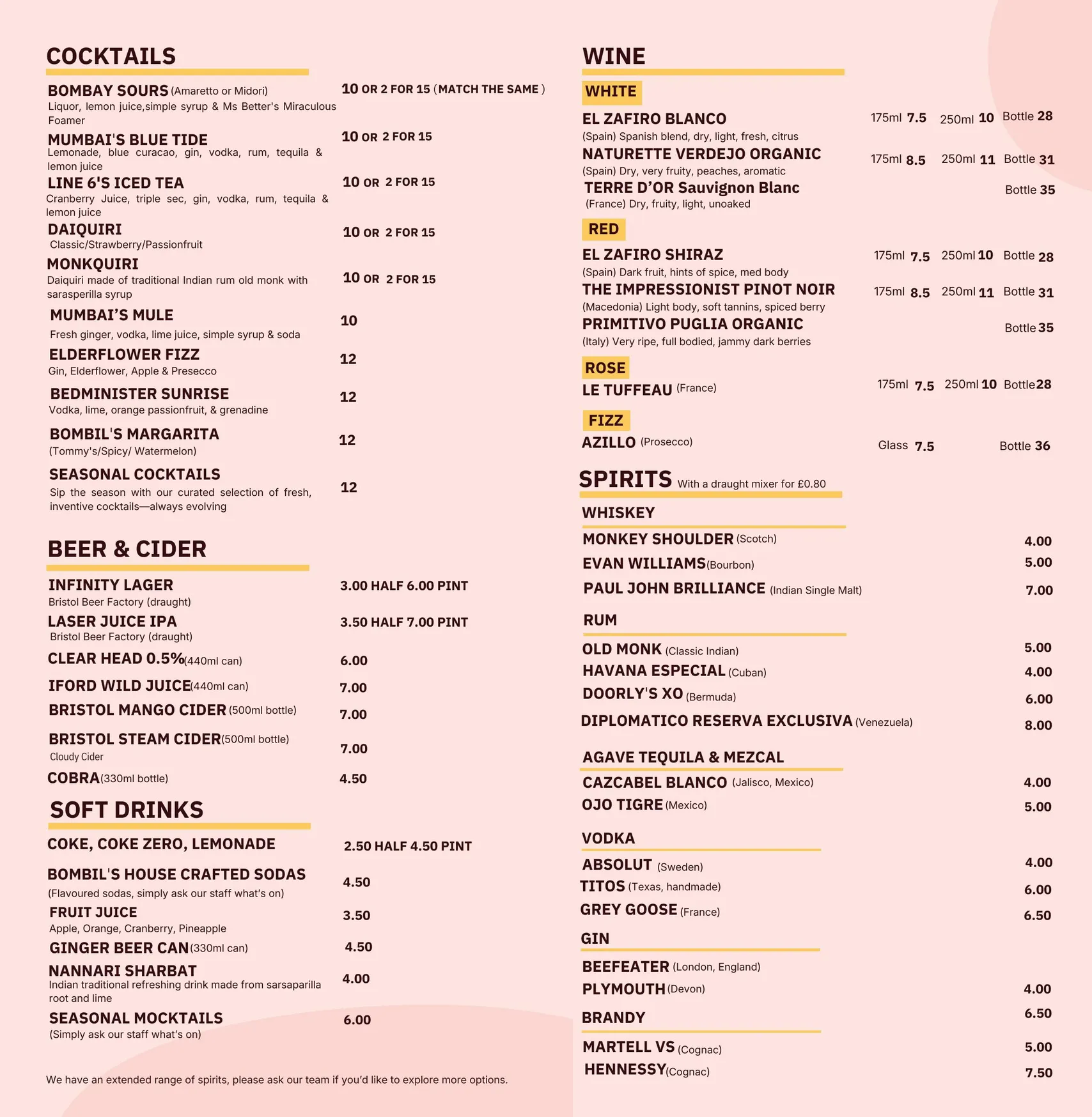 Bombil menu, page 2