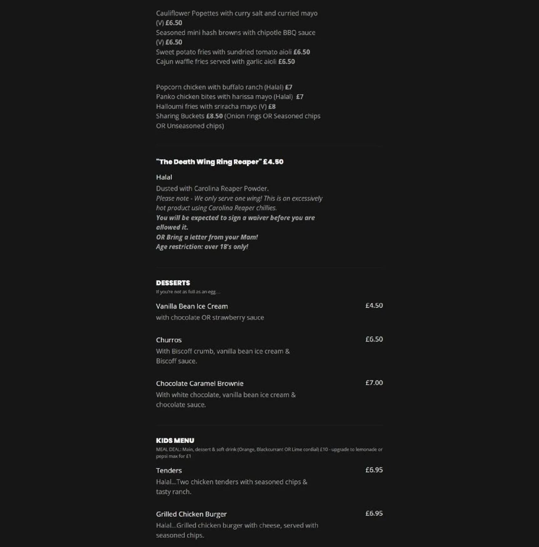 Hen & Hops menu, page 9