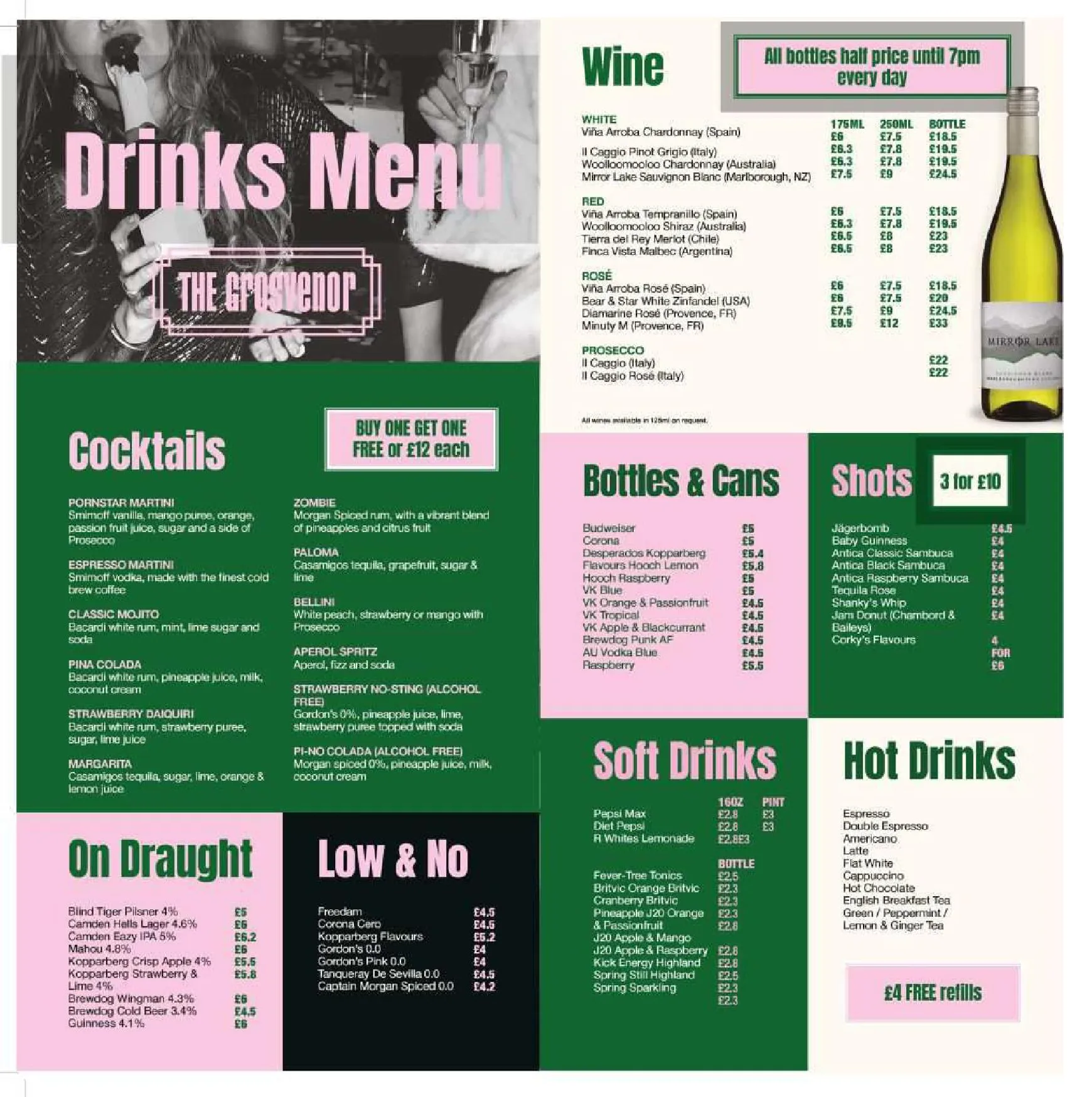 The Grosvenor menu, page 2