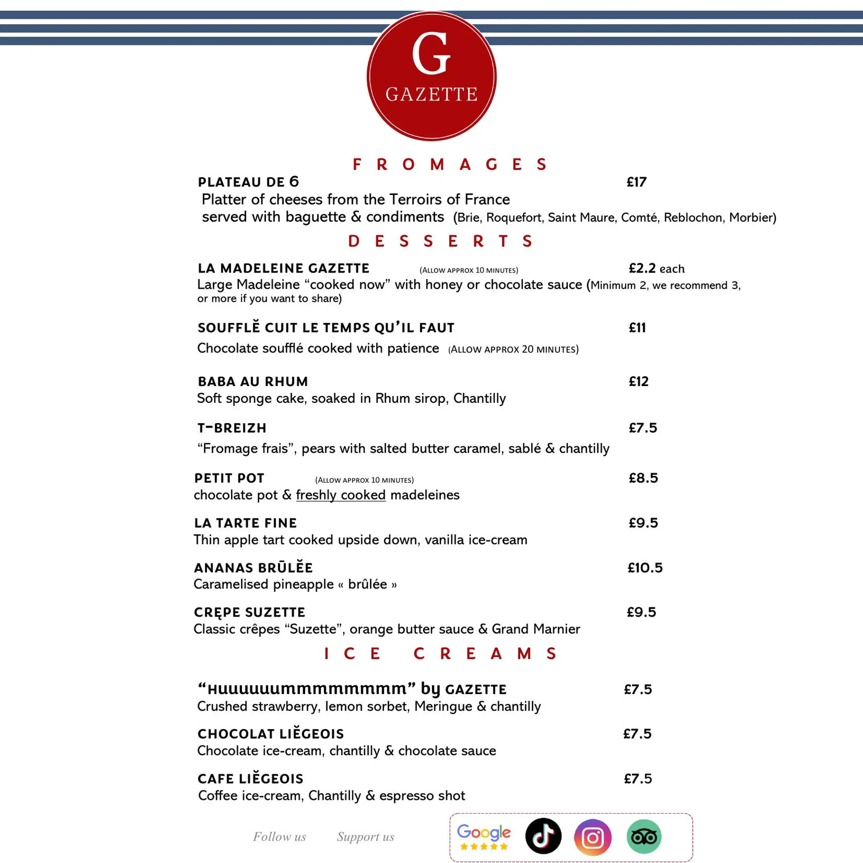 Gazette menu, page 3