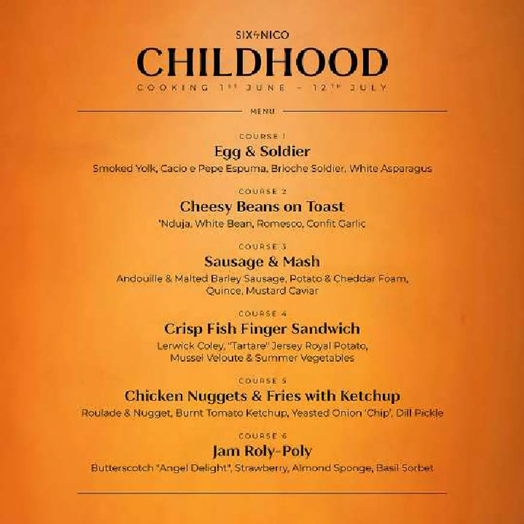 Six by Nico Canary Wharf menu, page 1