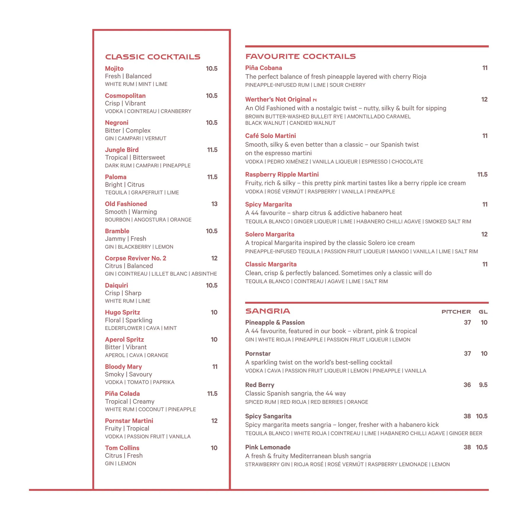 Bar 44 menu, page 5