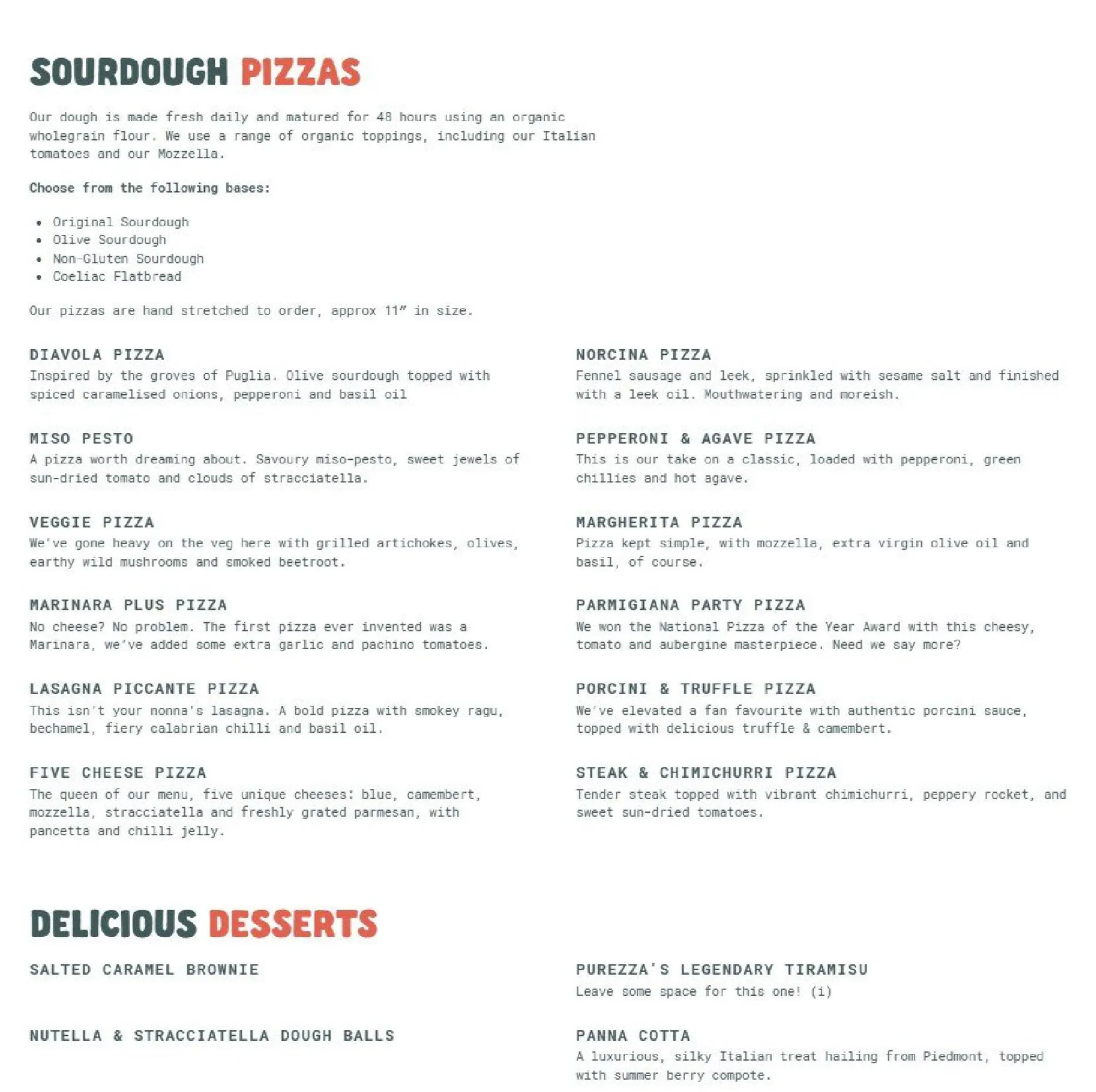 Purezza menu, page 2