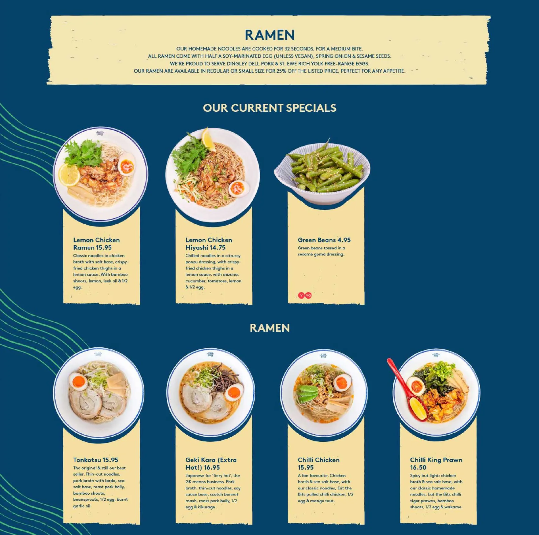 Tonkotsu menu, page 1