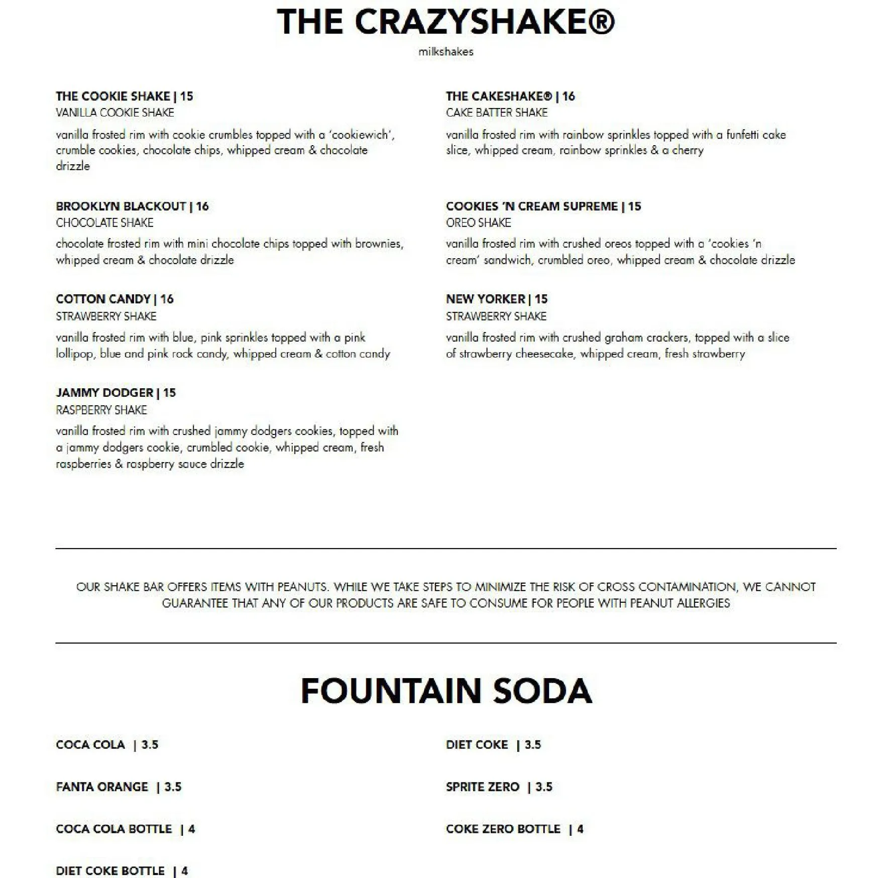 Black Tap menu, page 5