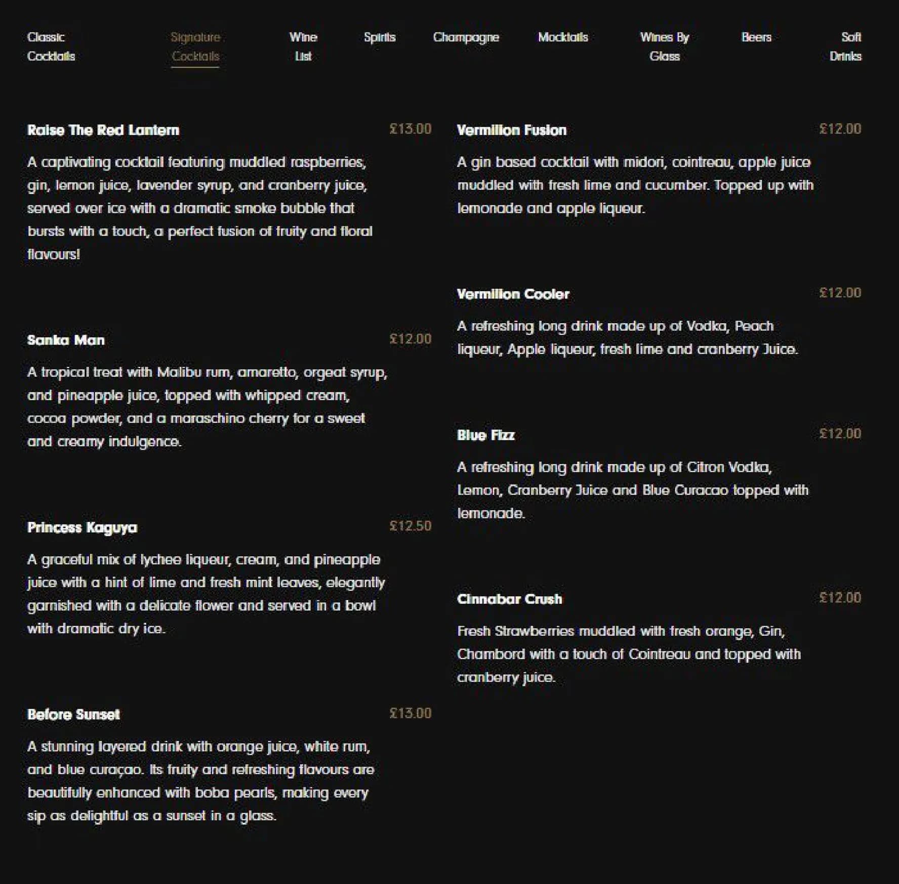 Vermilion menu, page 8