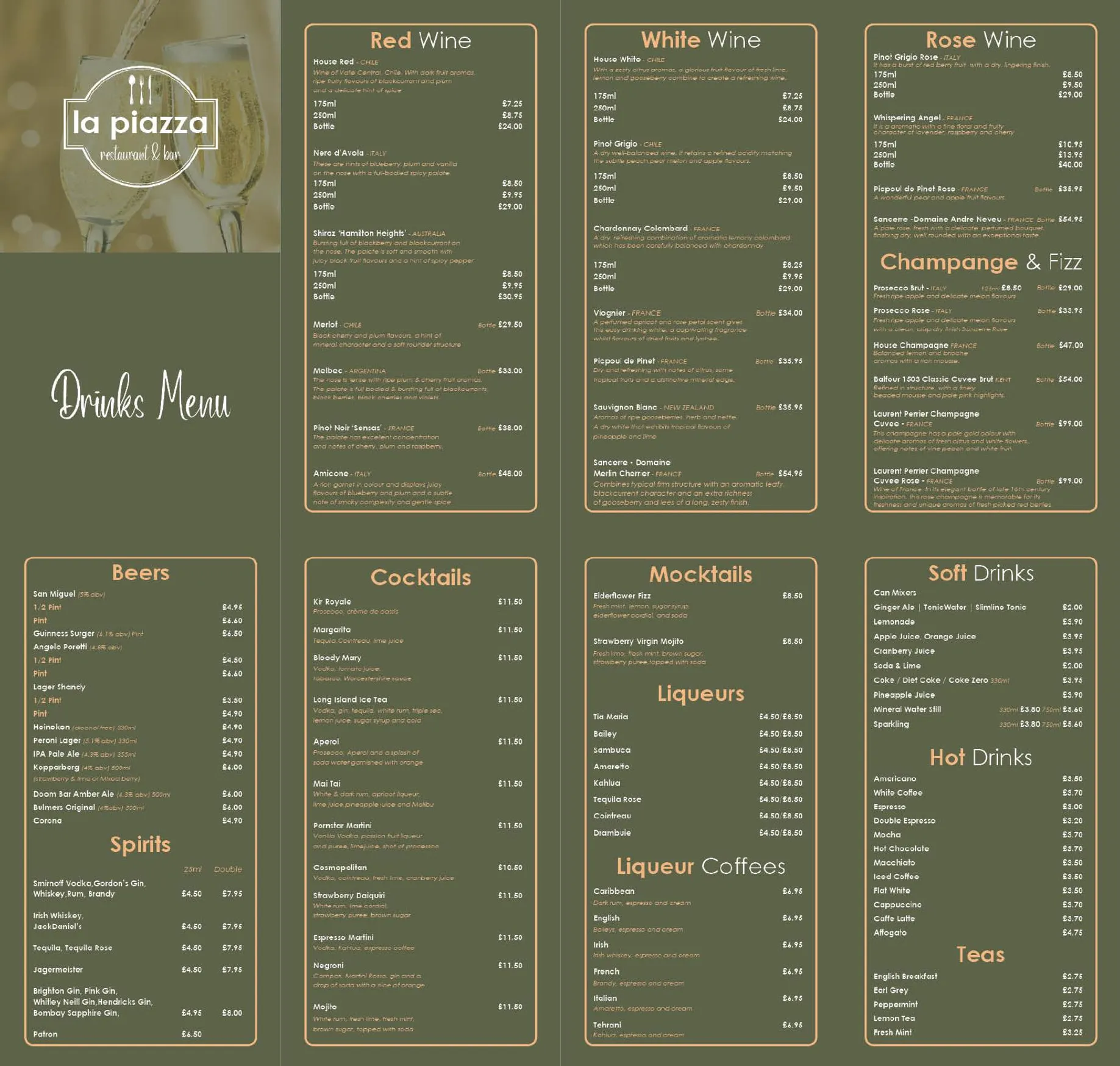 La Piazza menu, page 3