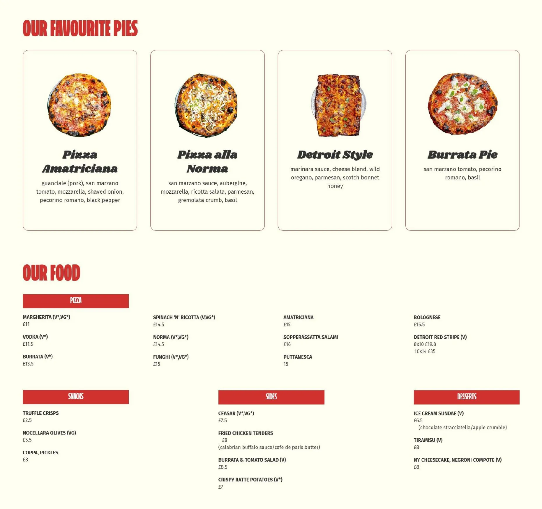 Slice 'n' Brew menu, page 1