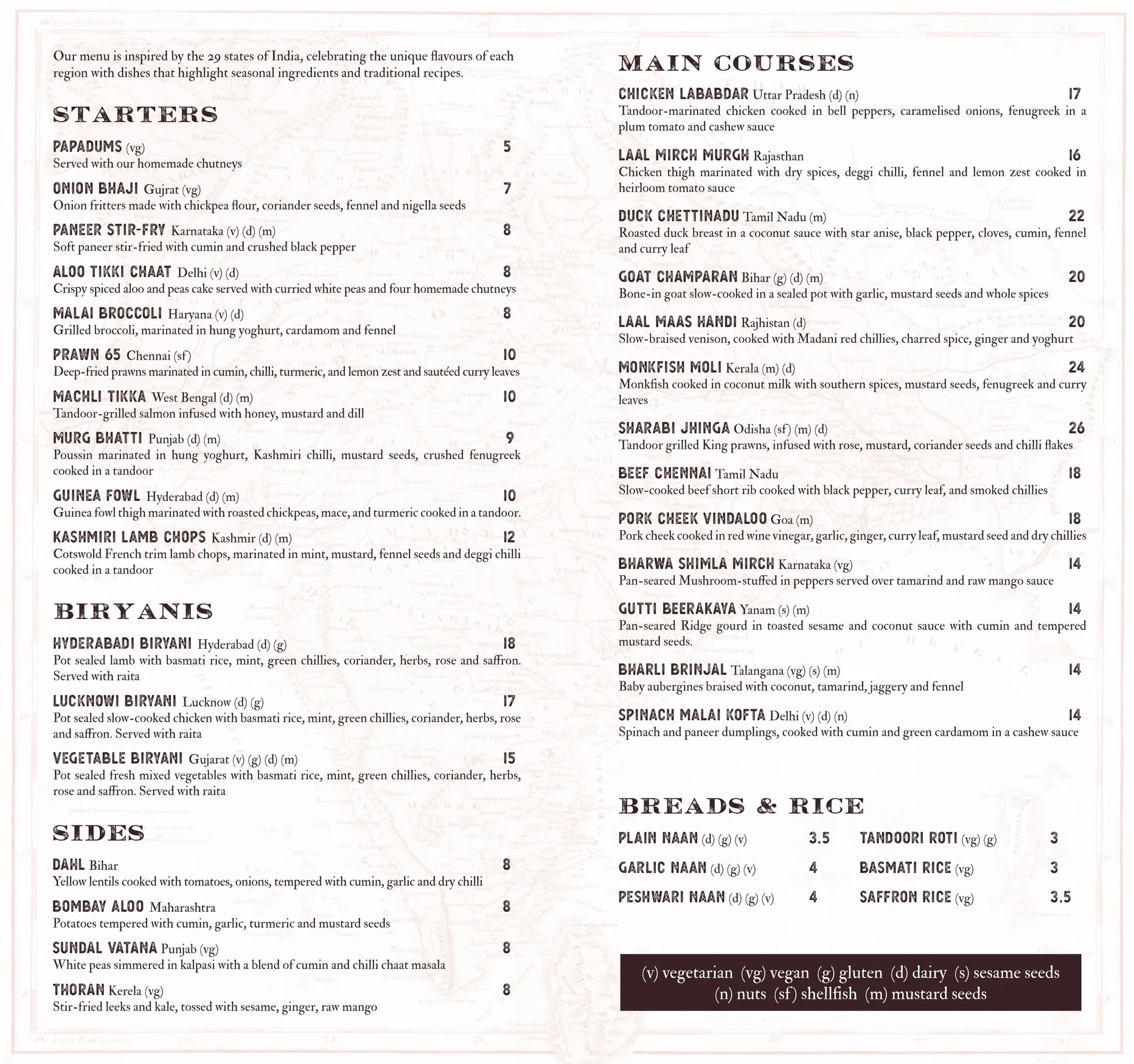 Nutmeg menu, page 2