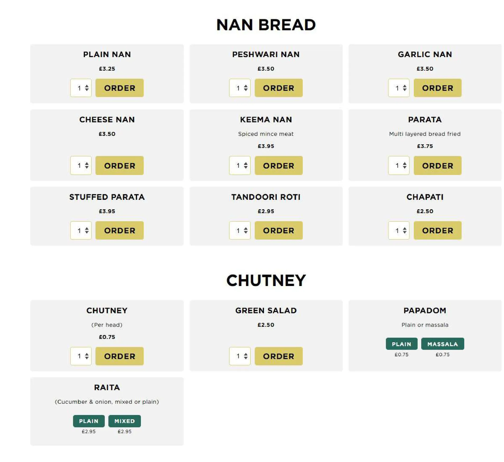 Standard Balti House menu, page 6