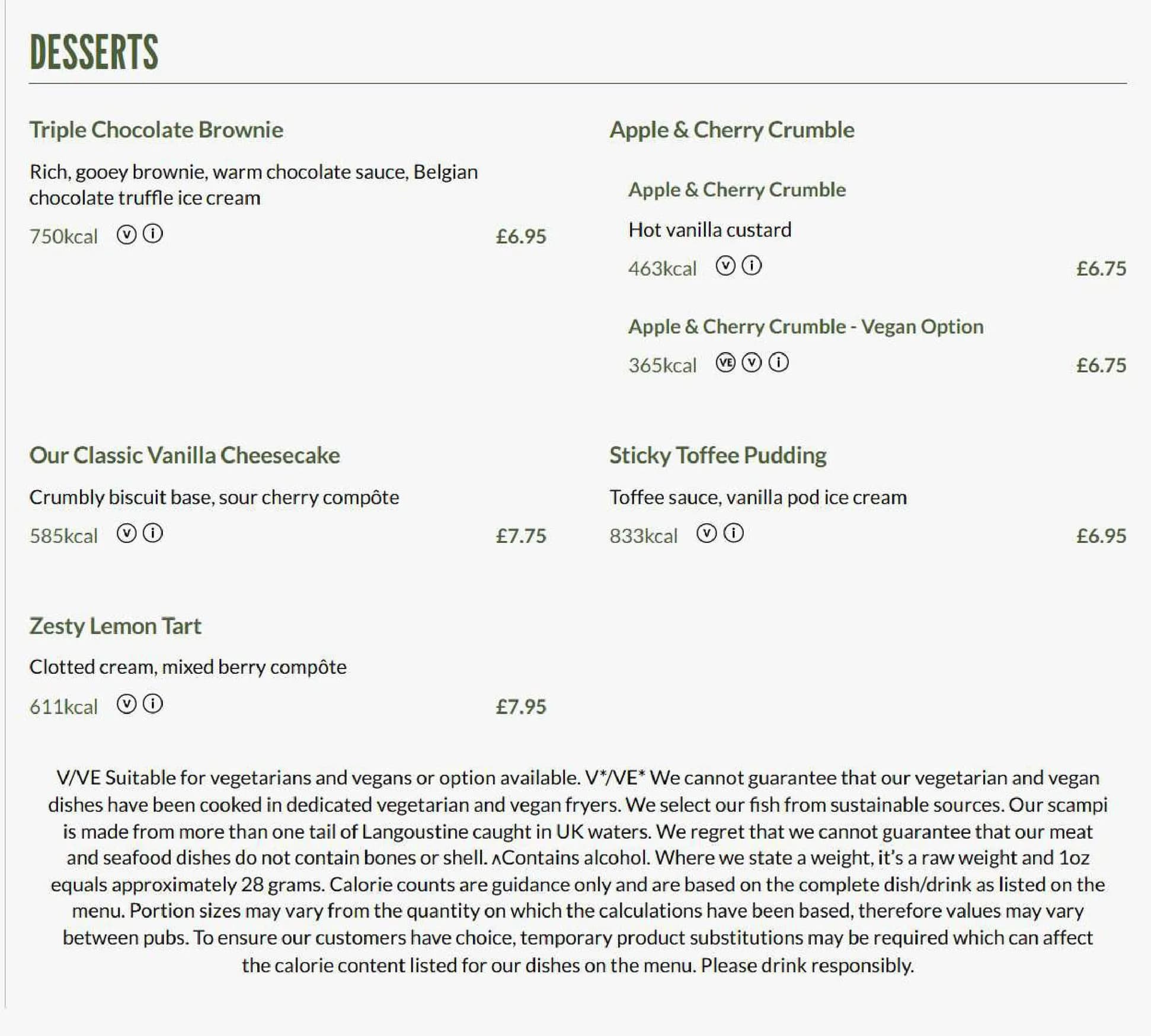 Pitcher & Piano menu, page 5