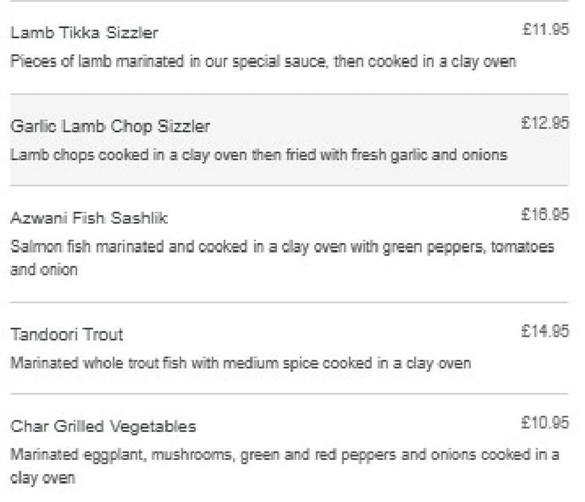 Shah Tandoori menu, page 4