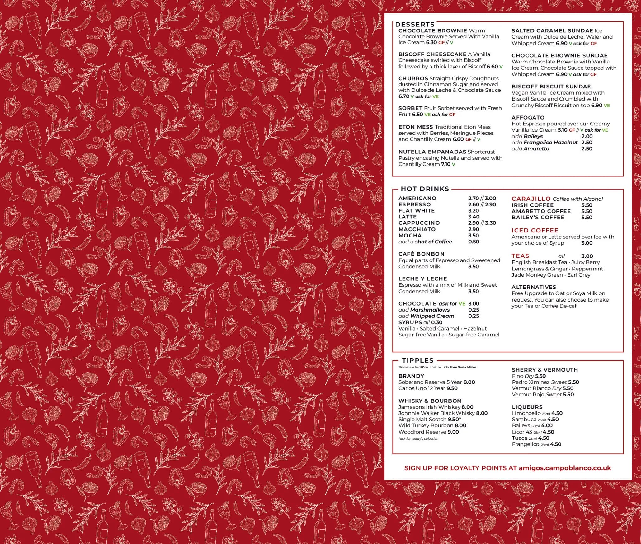 Campo Blanco menu, page 2