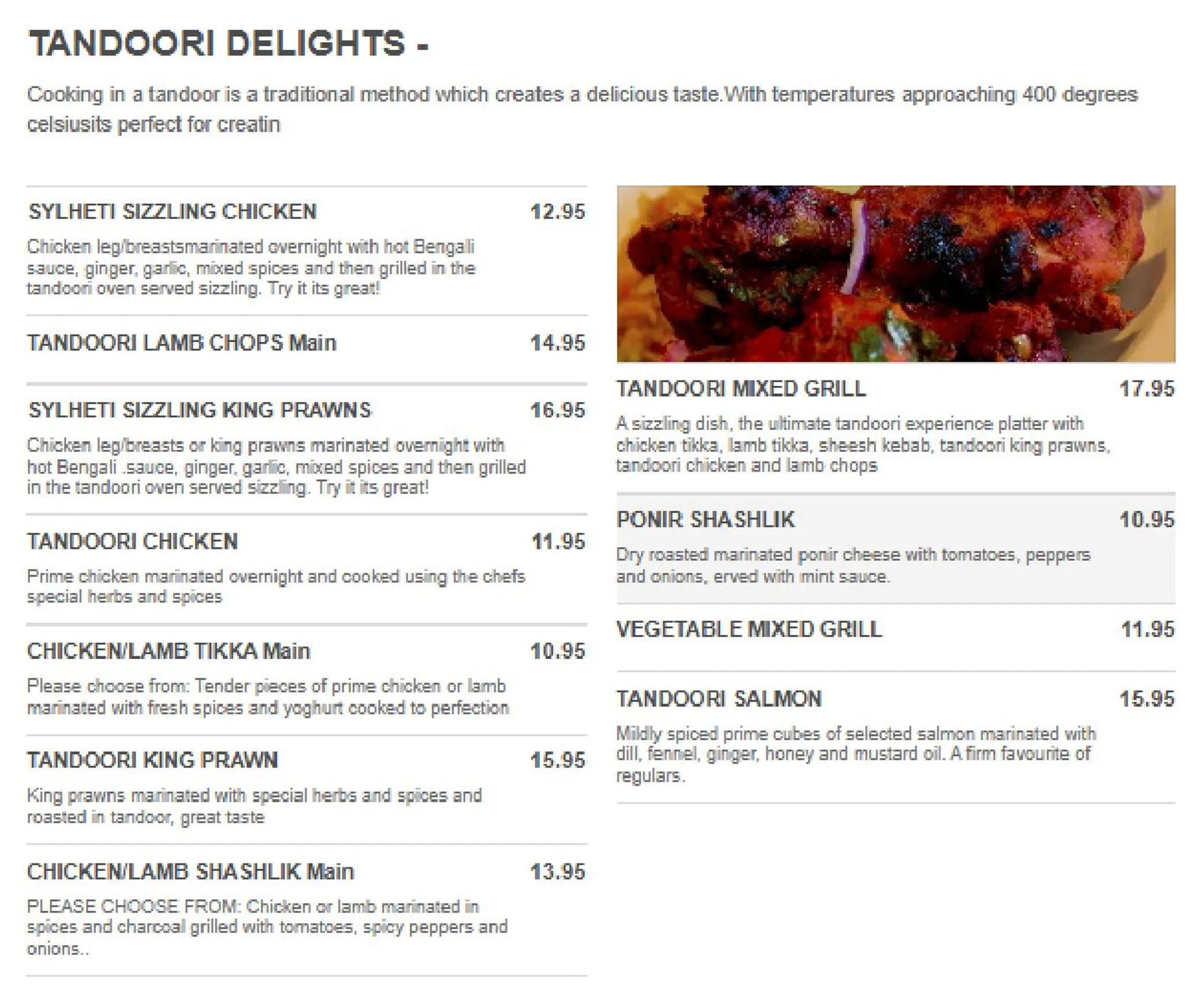 Sripur Tandoori menu, page 9