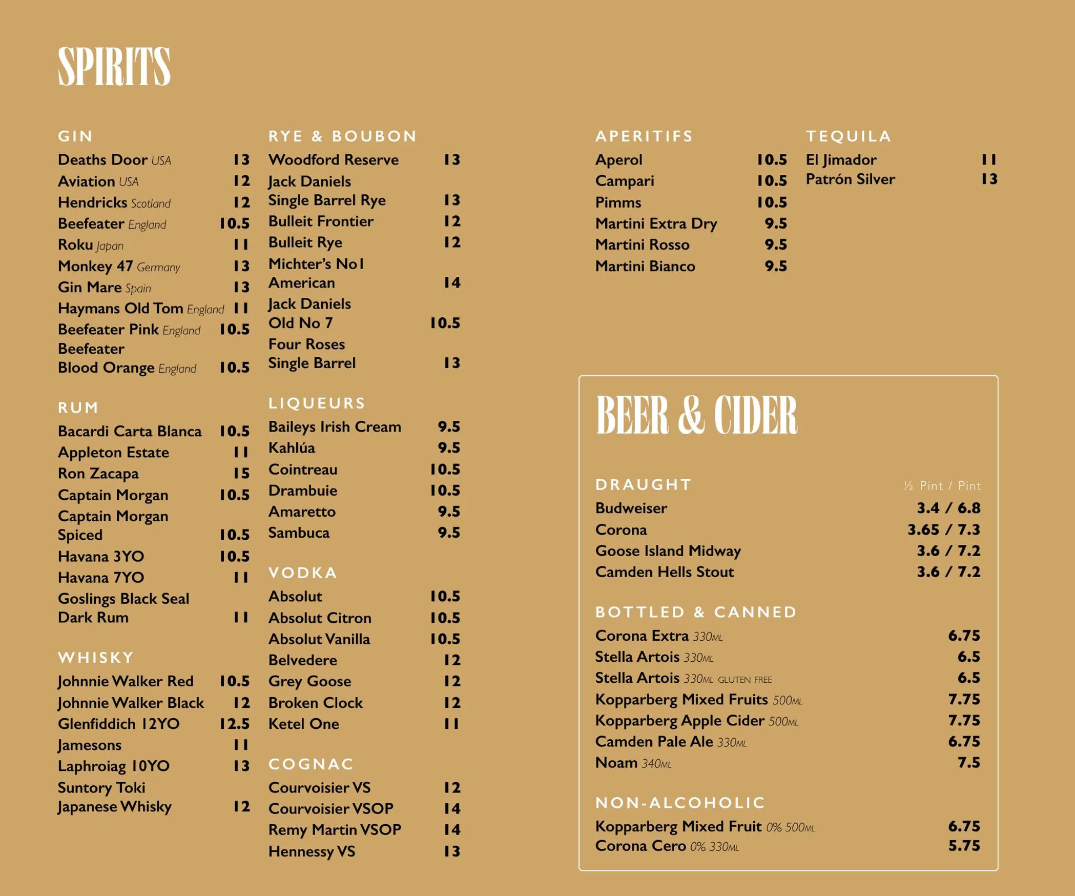 Archy's Bar & Lounge menu, page 6
