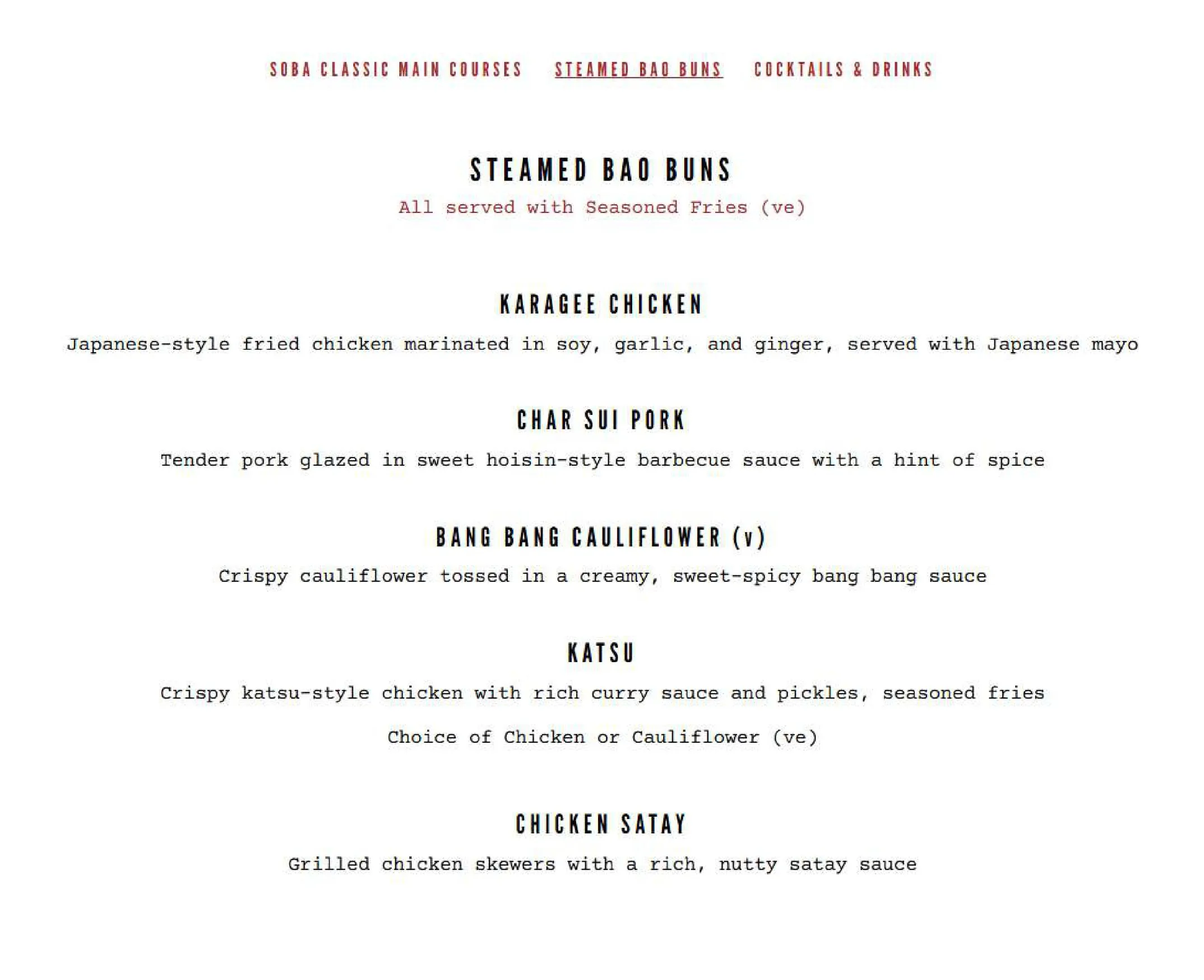 Bar Soba Mitchell Lane menu, page 2