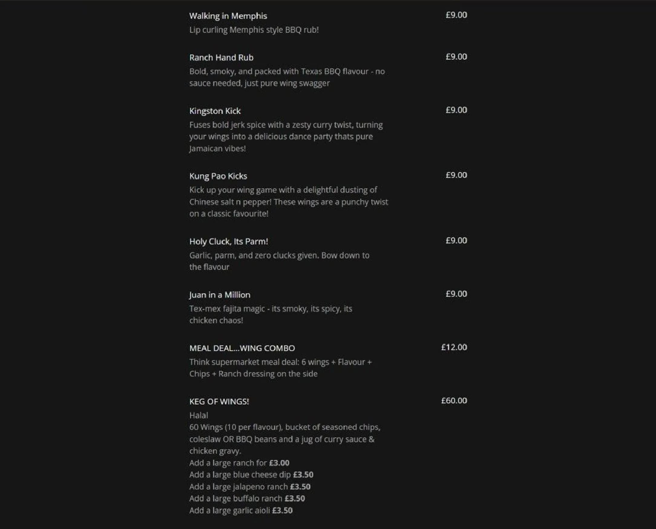 Hen & Hops menu, page 3