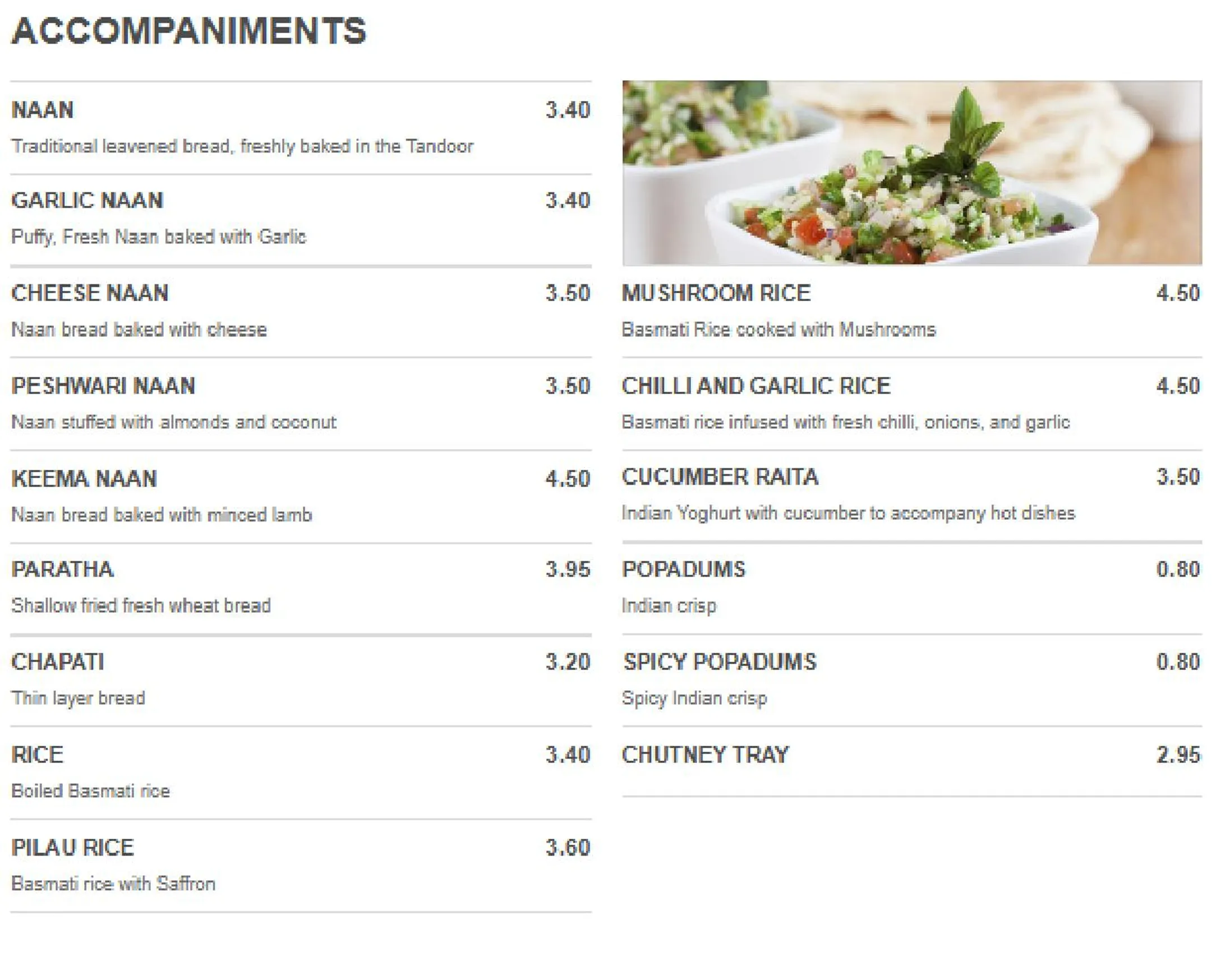 Sripur Tandoori menu, page 1