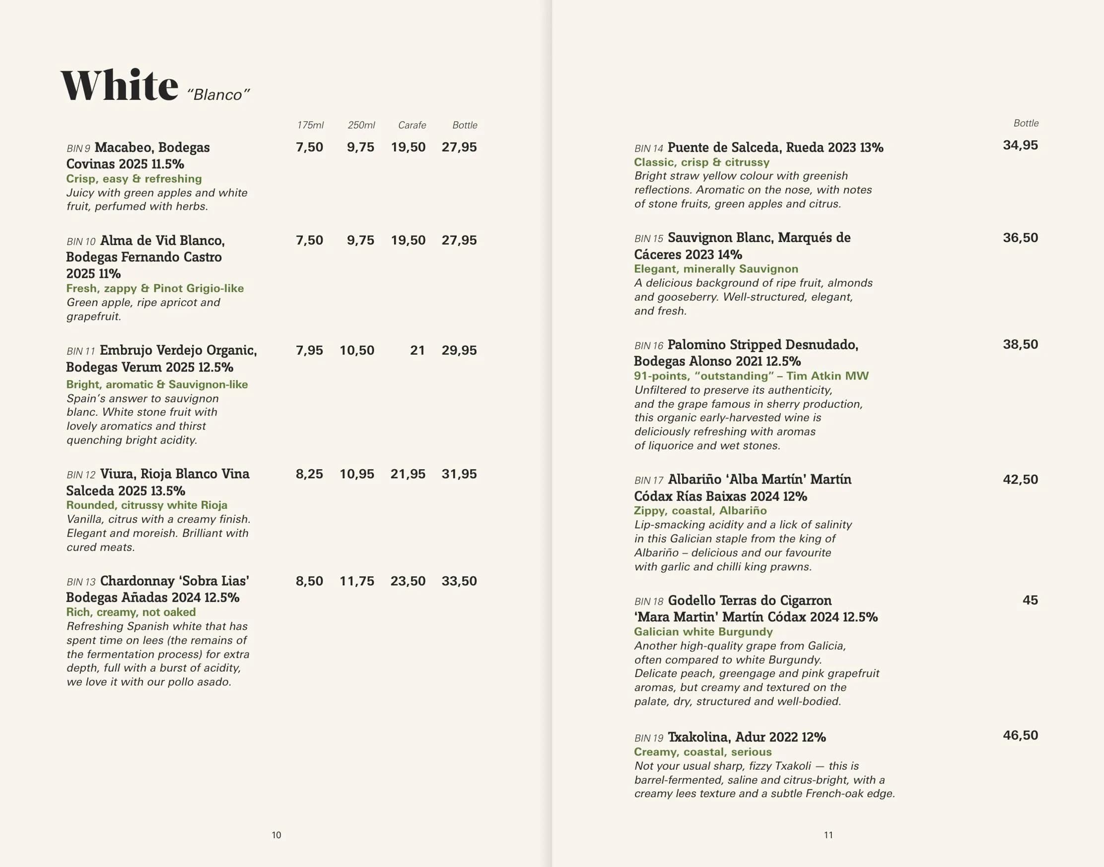 baresca menu, page 7